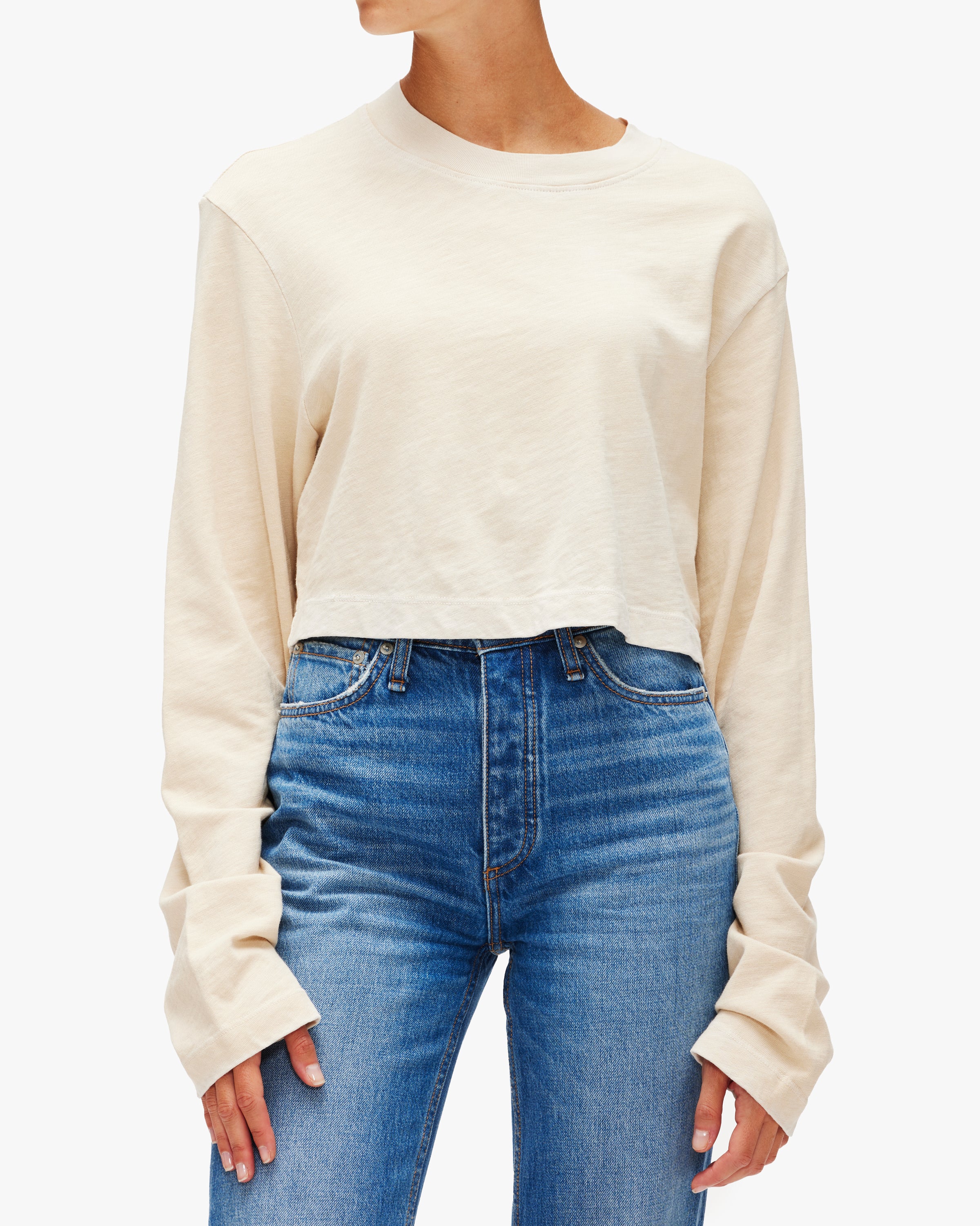 Long Sleeve Cropped Rib T-Shirt - ETERNE