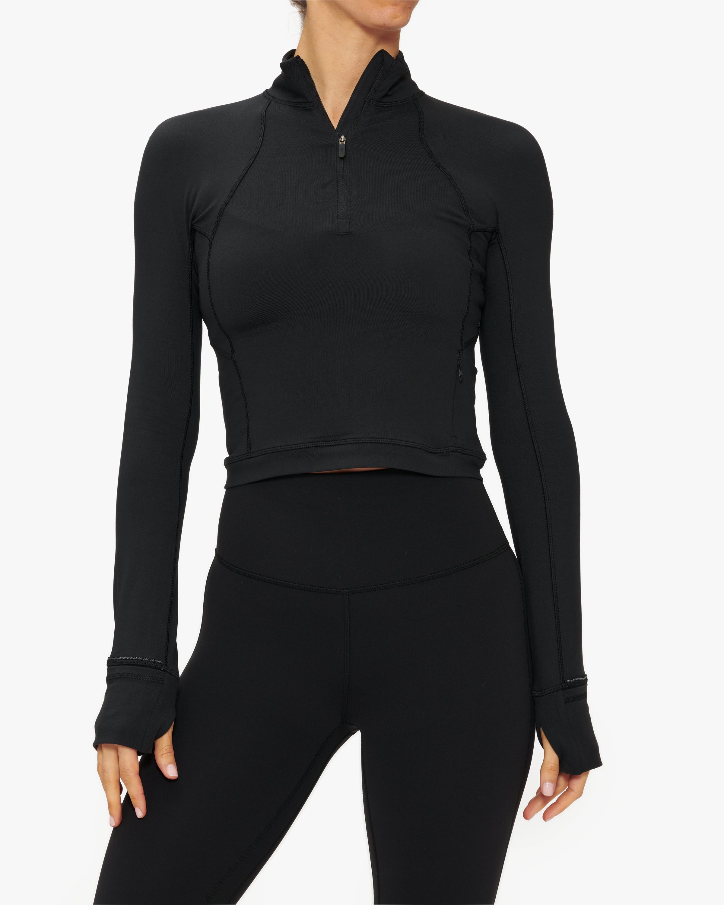 新品 ルルレモン It's Rulu Run Cropped Half Zip Lululemon Its Rulu Run Cropped Half Zip - Bone - lulu fanatics
