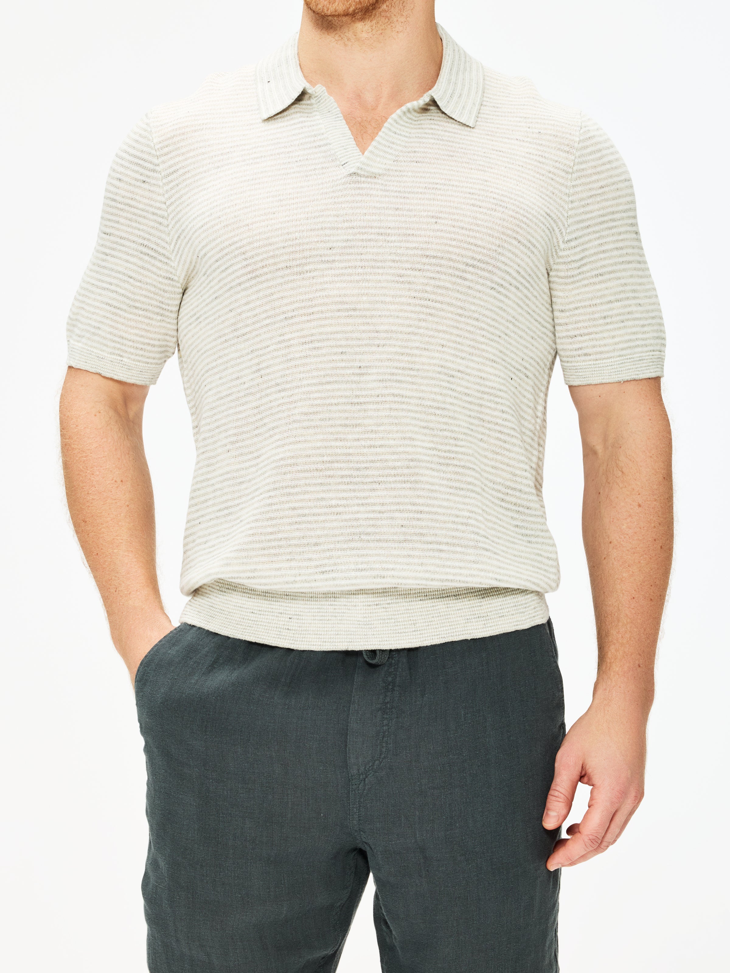 Faherty Short Sleeve Linen Sweater Polo