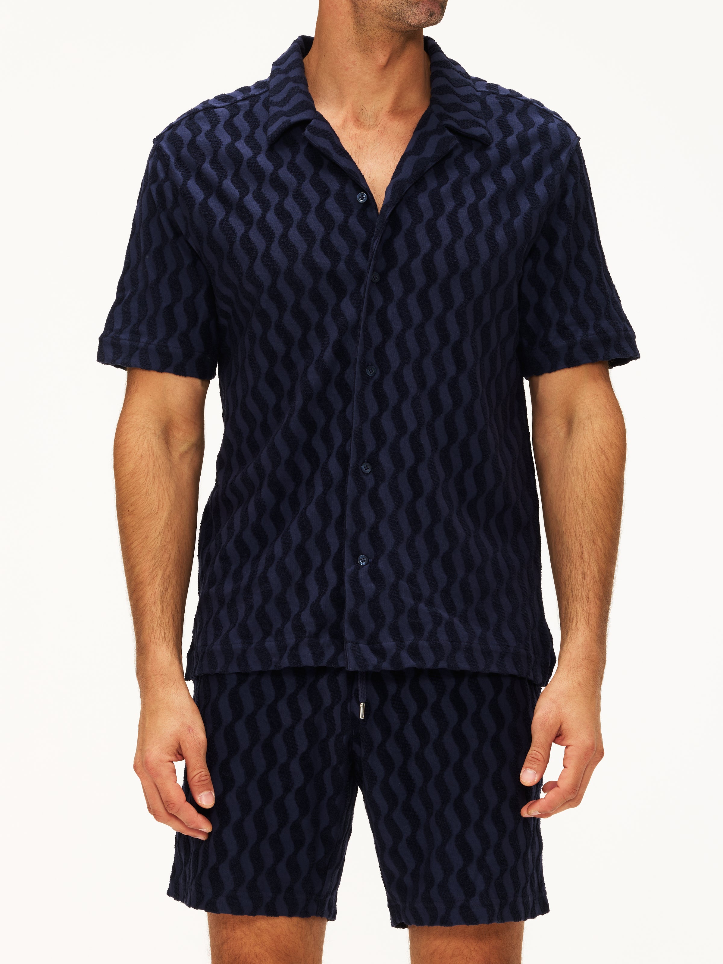 rajabrooke jacquard 切替 easy shirts M Frescobol Carioca Roberto Terry Shirt Short Sleeve Listra Jacquard