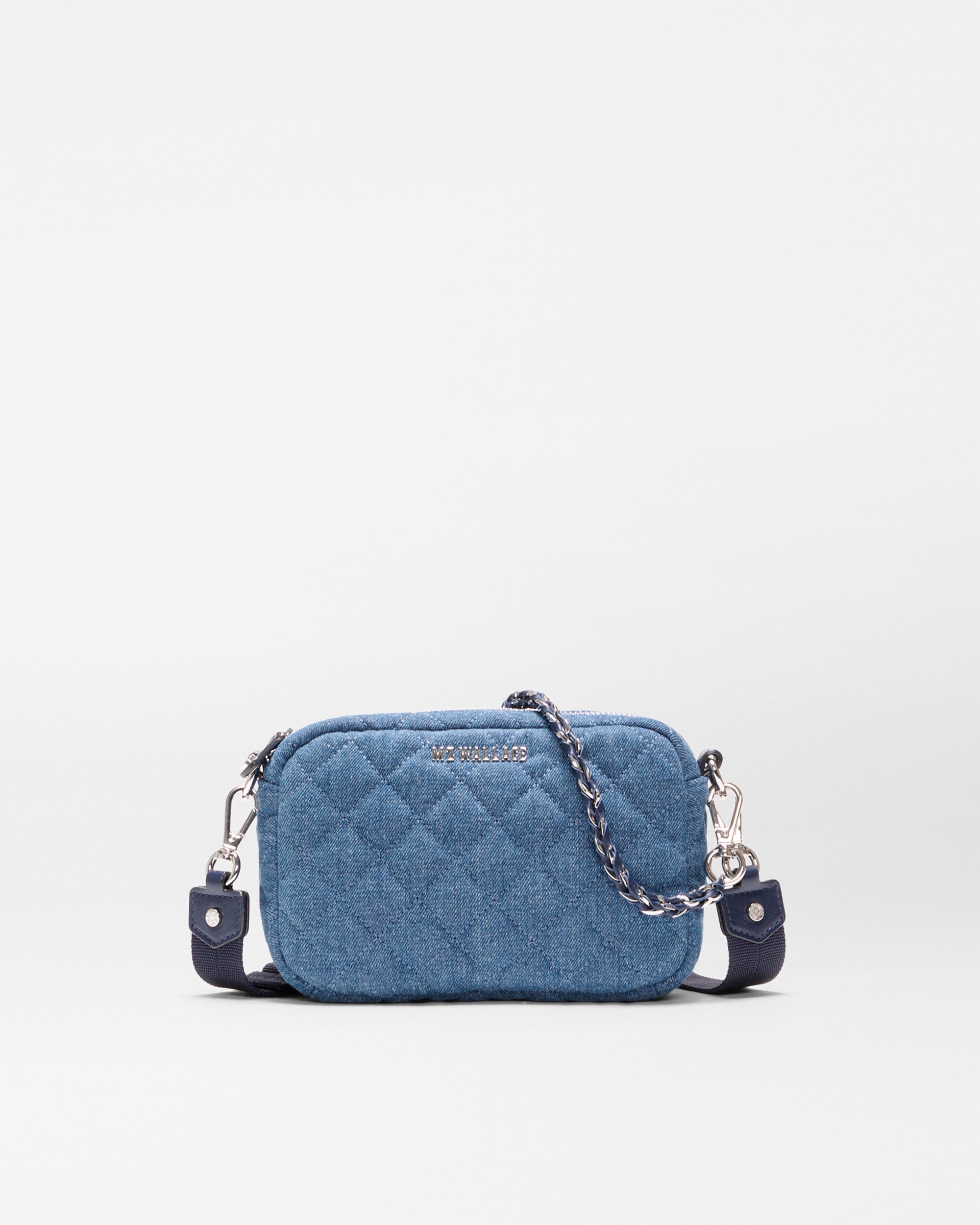 MZ Wallace Mini Crosby Quilted Denim Crossbody Bag