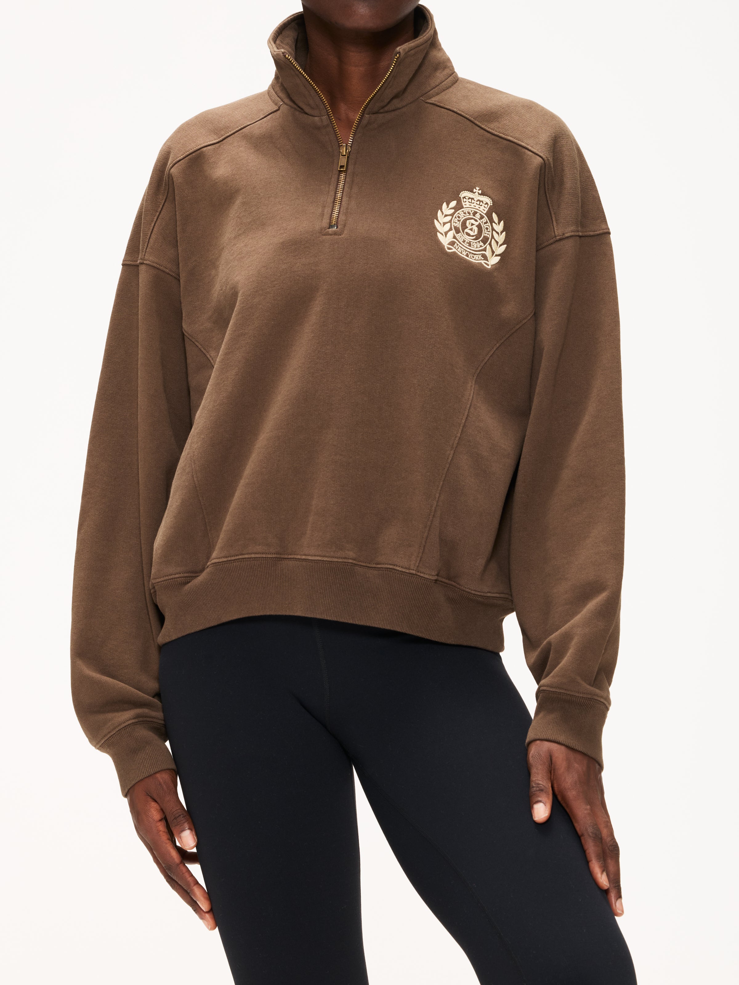 Sporty & Rich NY Crest Embroidered Quarter Zip – The Shop at Equinox