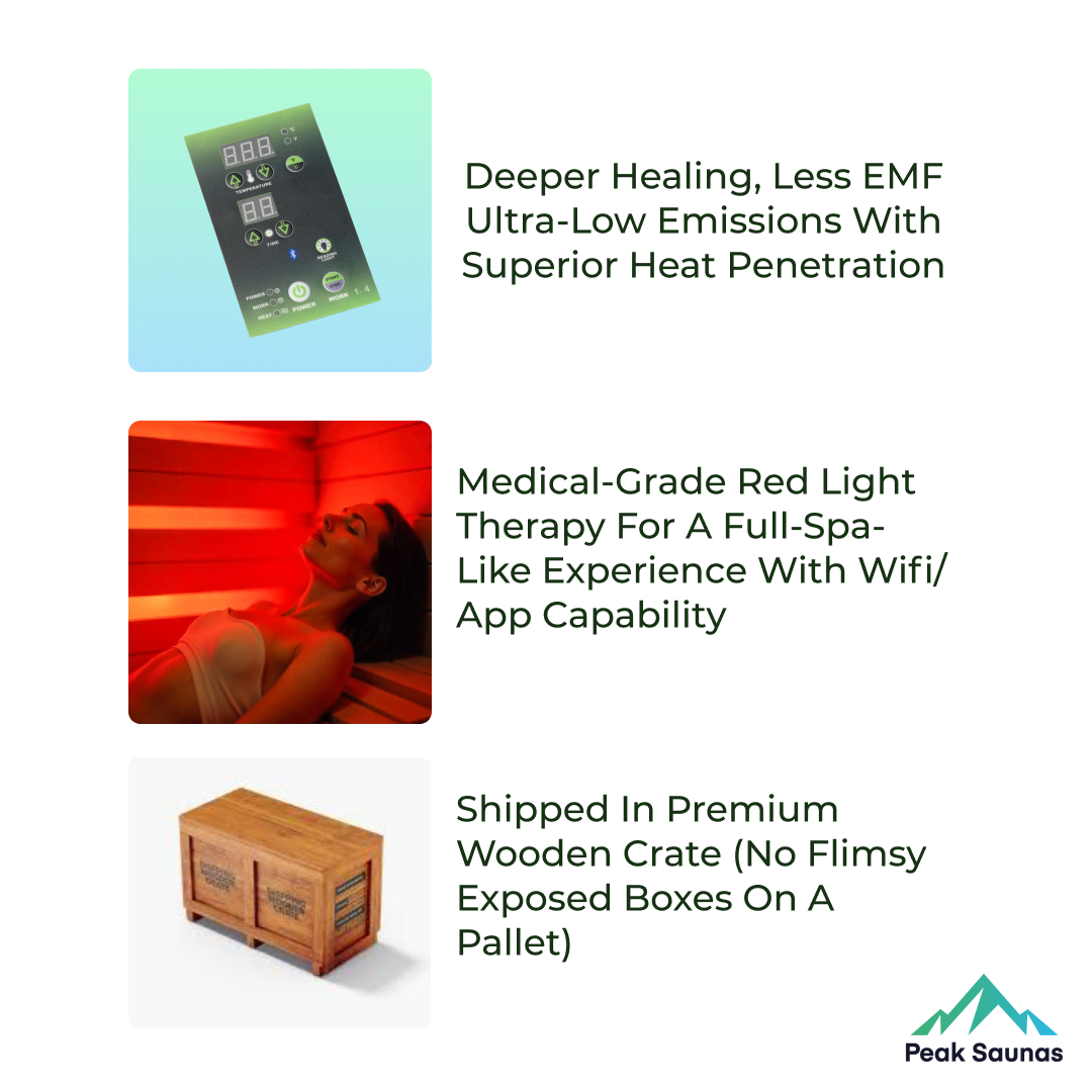 Rainier 1-Person Full Spectrum Infrared Sauna with Full-Body Medical-Grade Red Light Therapy & Smart WiFi App Control