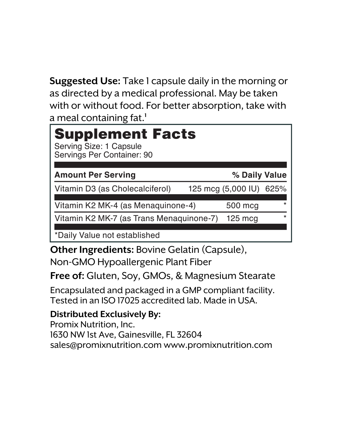 Promix Nutrition D3 (5,000 IU) + K2