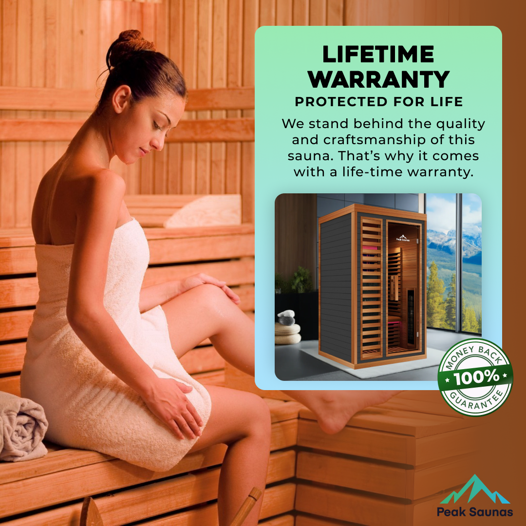 Rainier 1-Person Full Spectrum Infrared Sauna with Full-Body Medical-Grade Red Light Therapy & Smart WiFi App Control