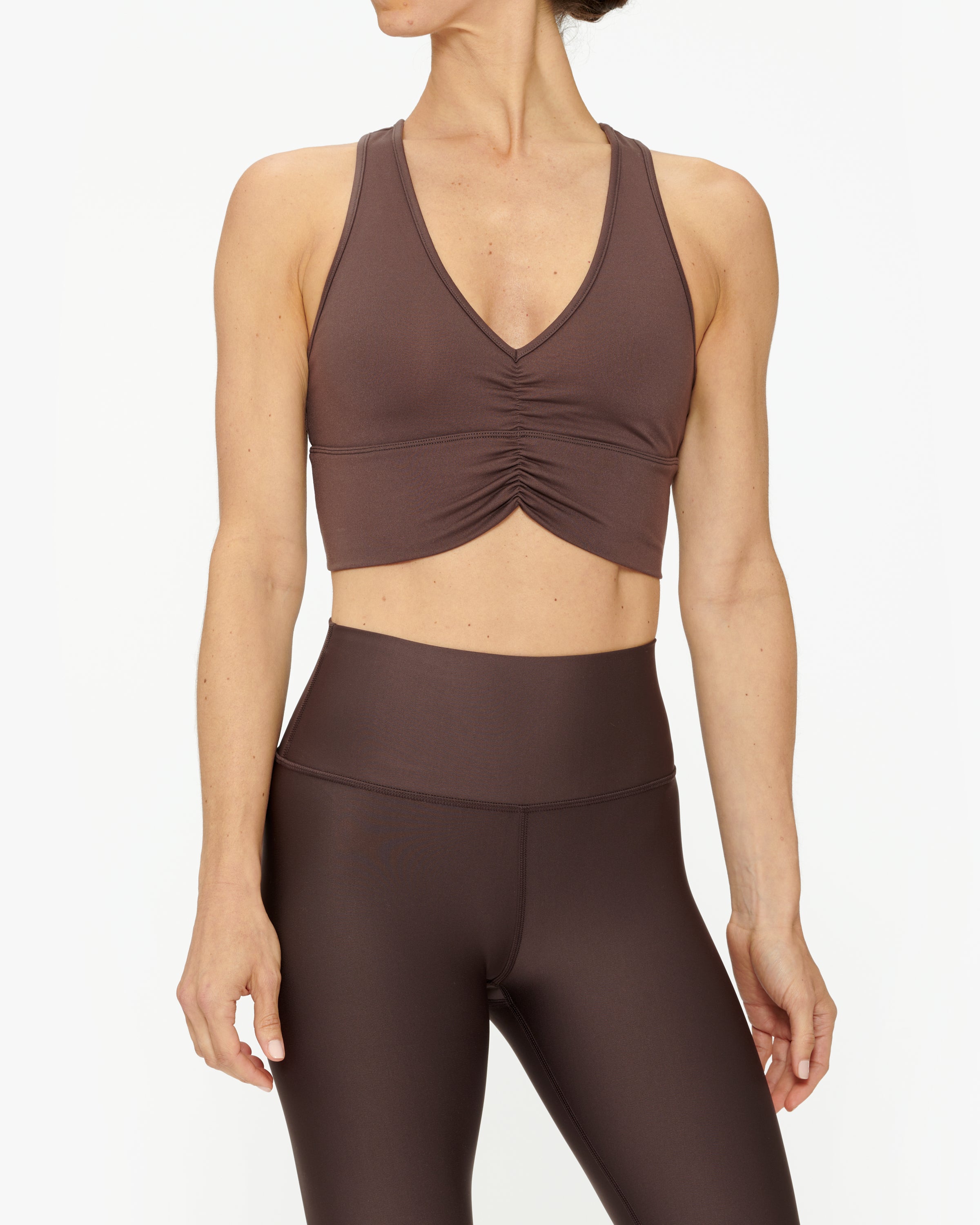 Fit Review Alo Goddess Legging, Alo Interlace Bra in Eggplant with Alo  Vixen Fitted Crop Tank