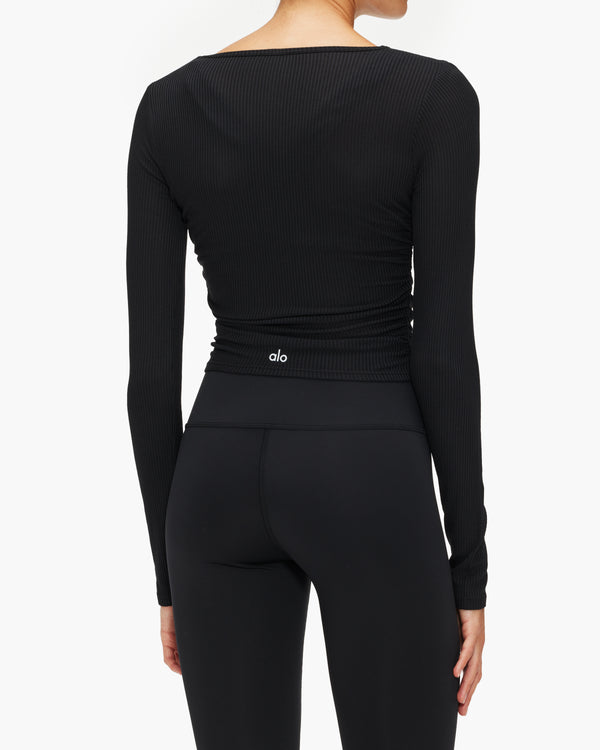 ALO Yoga, Tops, Alo Cropped Fresh Coverup Black Sweatshirt