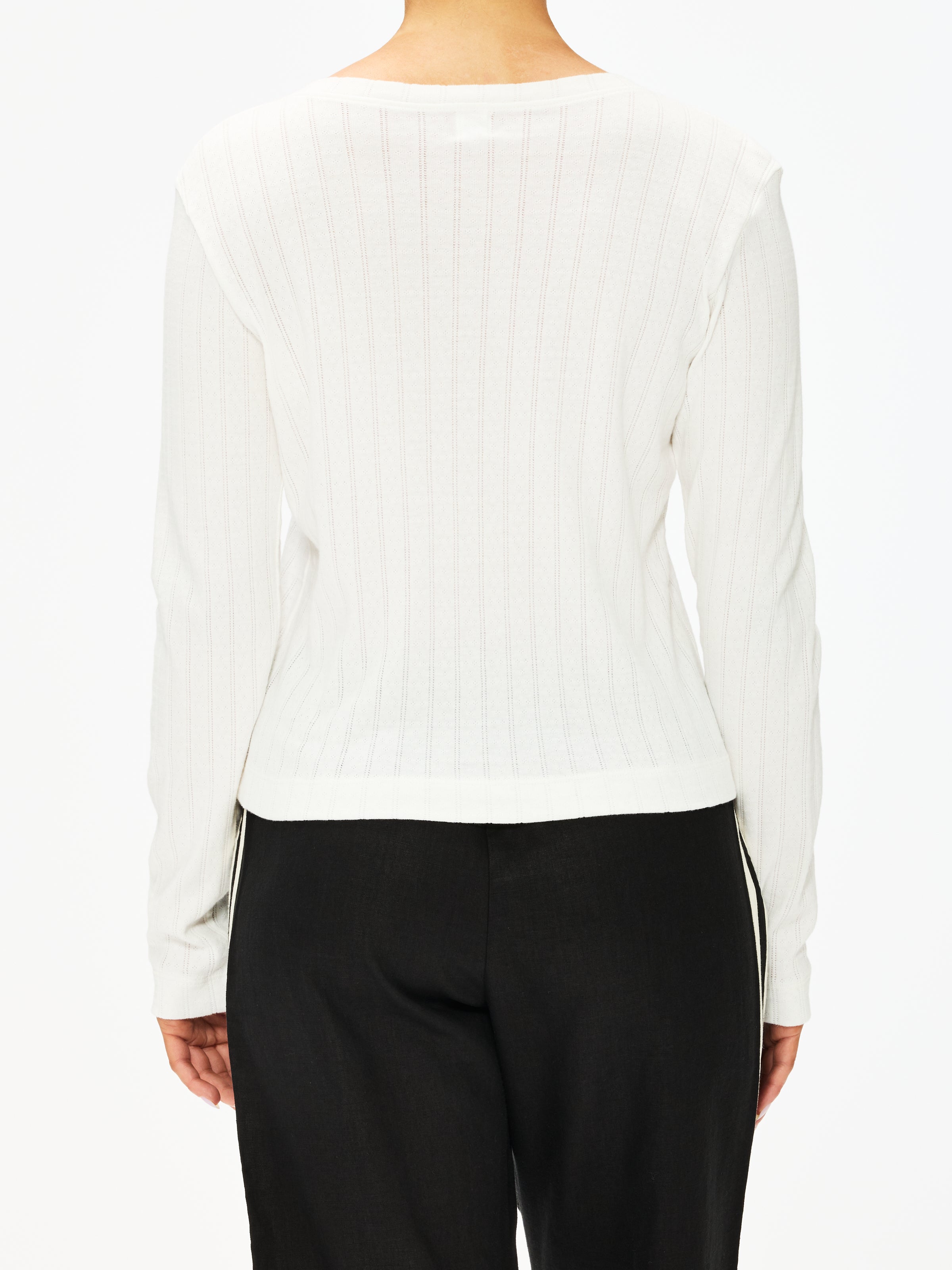 Leset Pointelle Classic Crew Cardigan