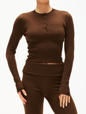 Adanola Merino Blend Knit Button Up Sweatshirt