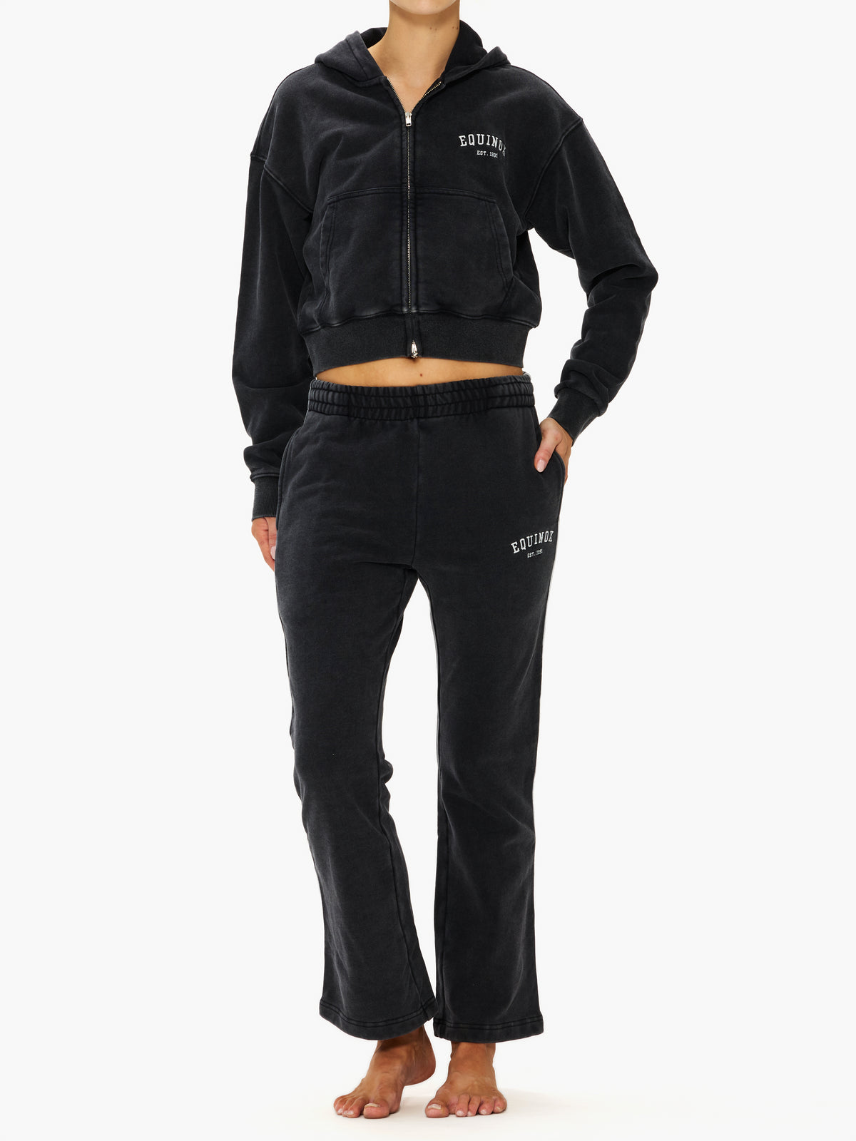 Equinox Vintage Varsity Womens Crop Zip Hoodie