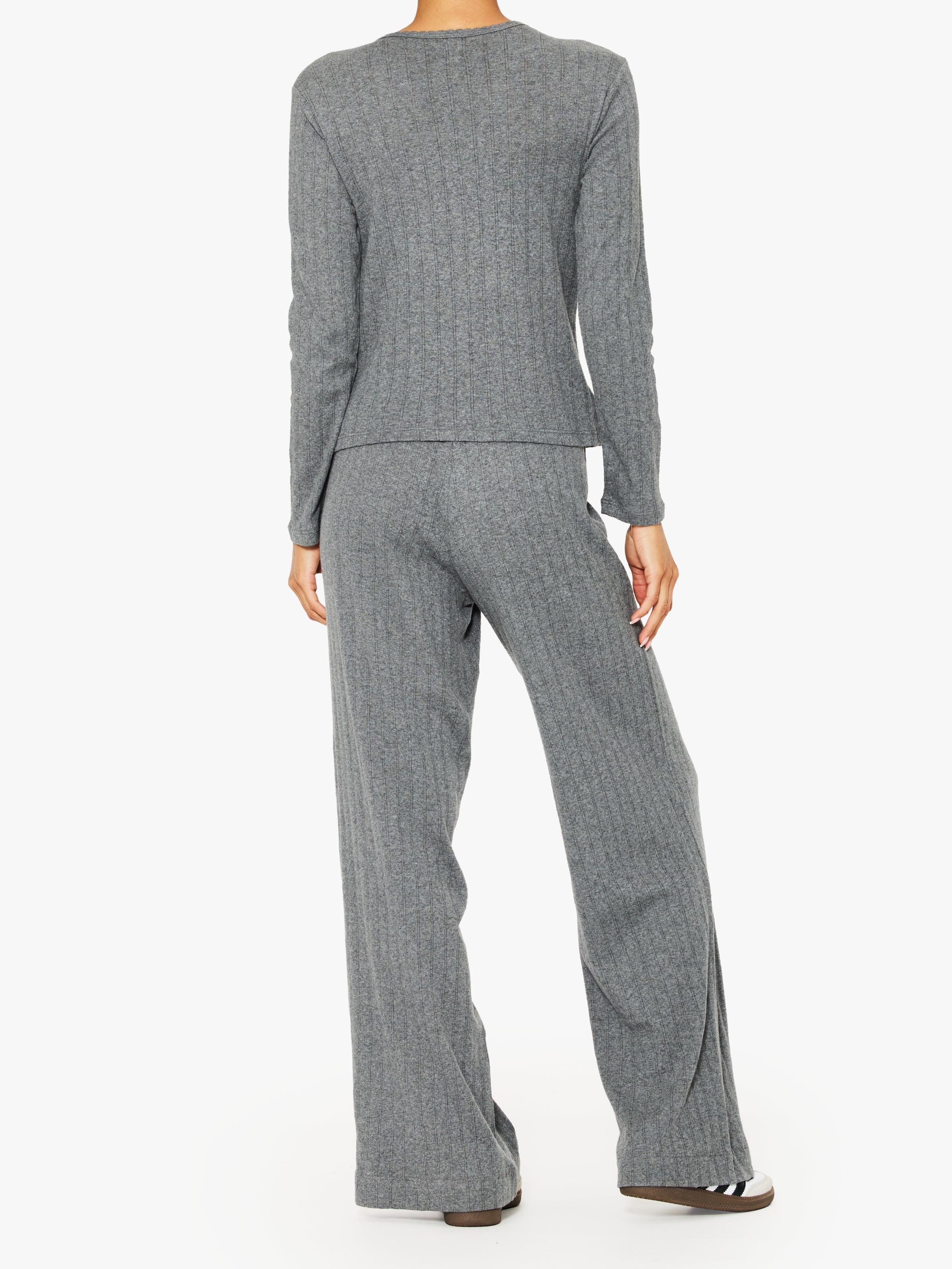 Leset Pointelle Long Sleeve Henley