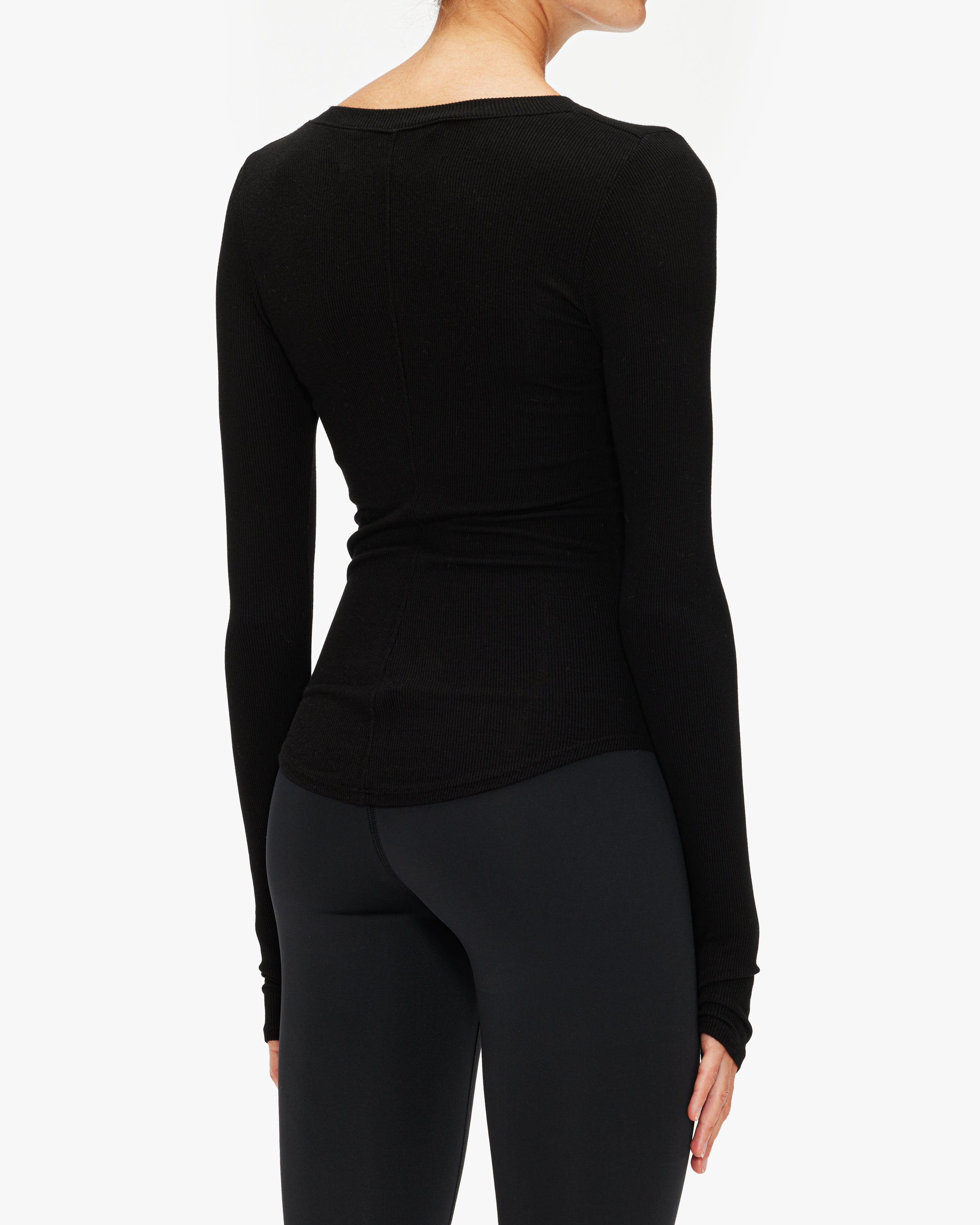 Enza Costa Rib Long Sleeve Baseball Henley