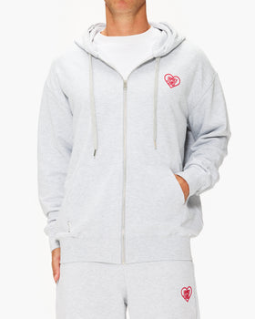 Family First Hoodie Zip Heart