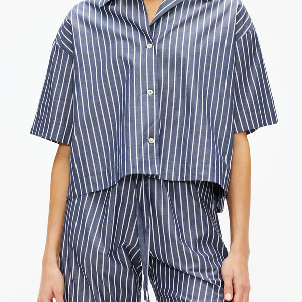 Enza Costa Poplin Cropped Short Sleeve Shirt – The Shop at Equinox