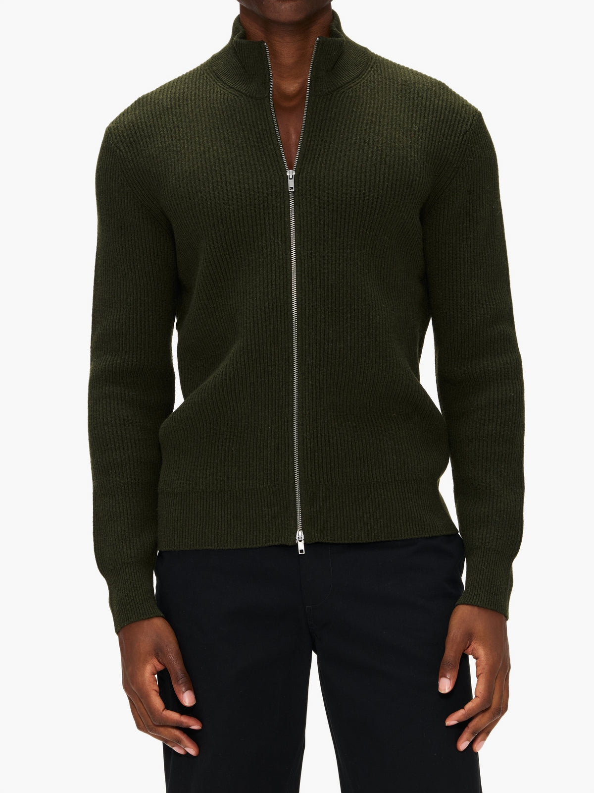 Les Deux Wool Rib Zipper Knit