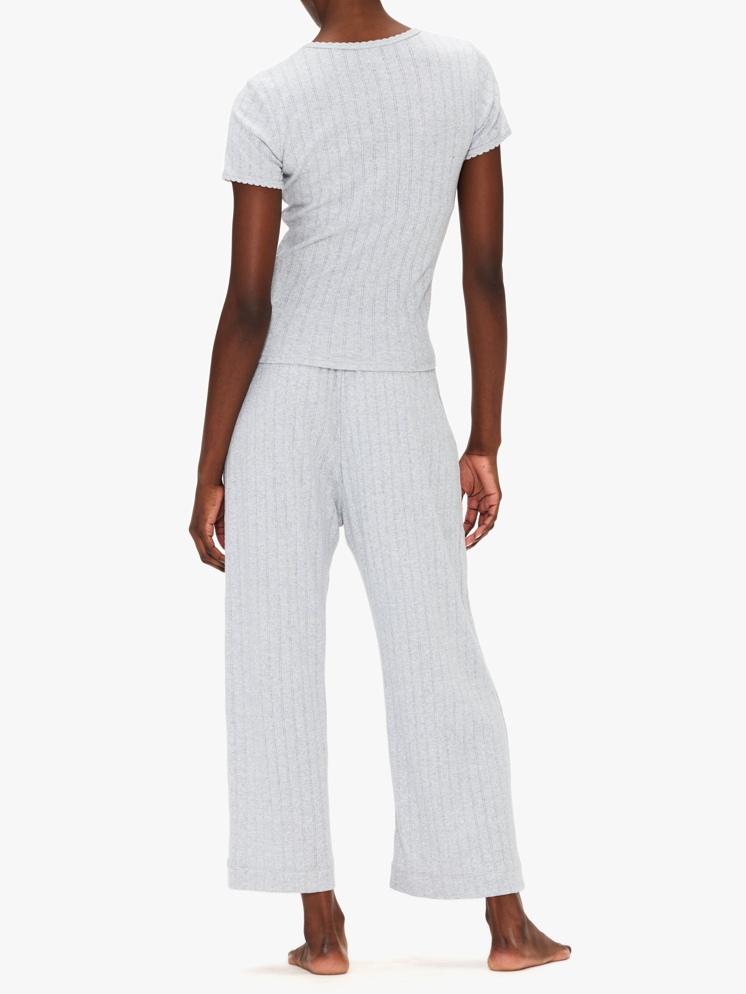 Leset Pointelle Crop Wide Leg Pant