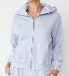 Monrow Teddy Fleece Relaxed Zip Up Hoody