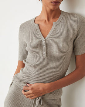 Monrow Softknit Rib Waffle Henley