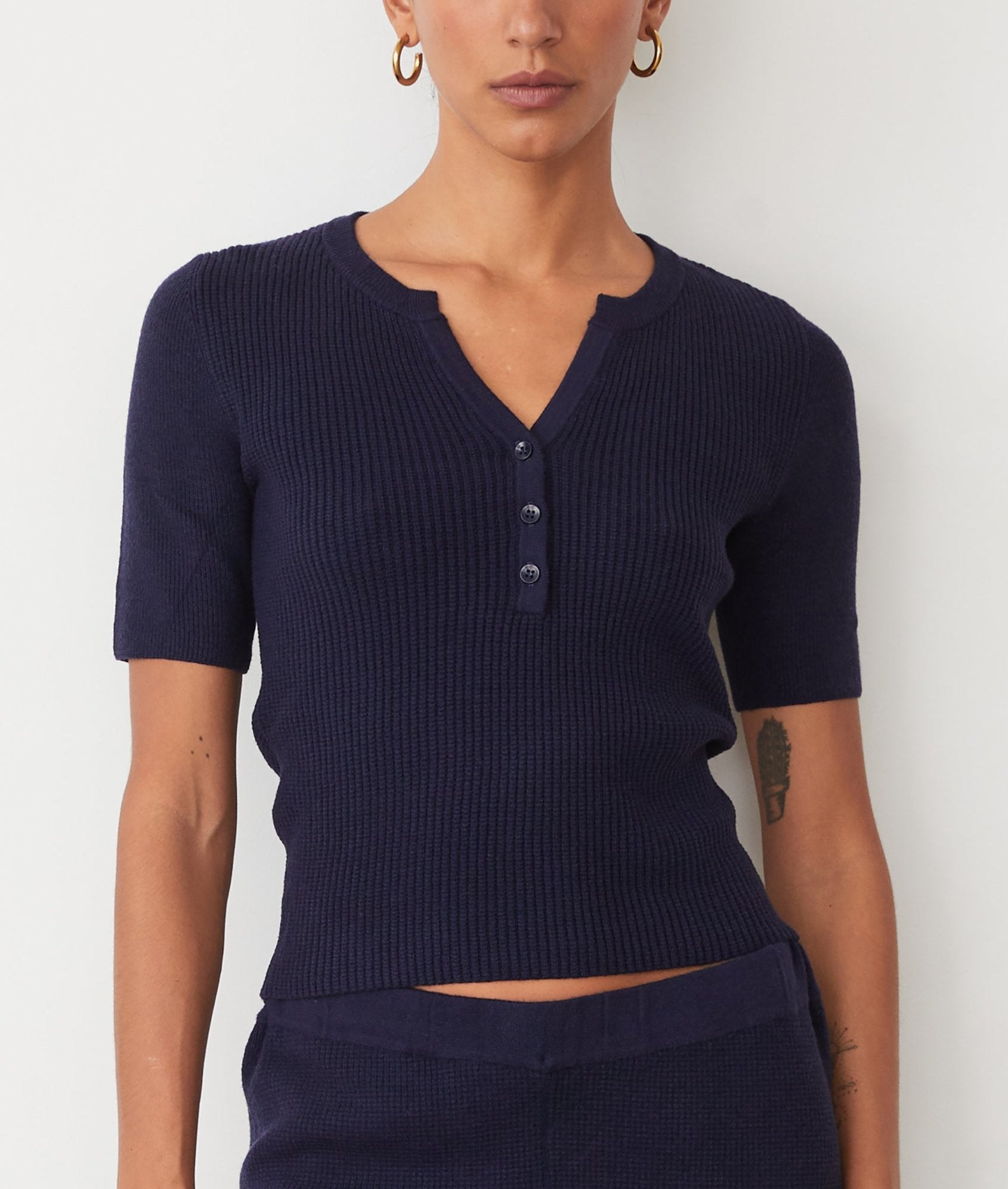 Monrow Softknit Rib Waffle Henley