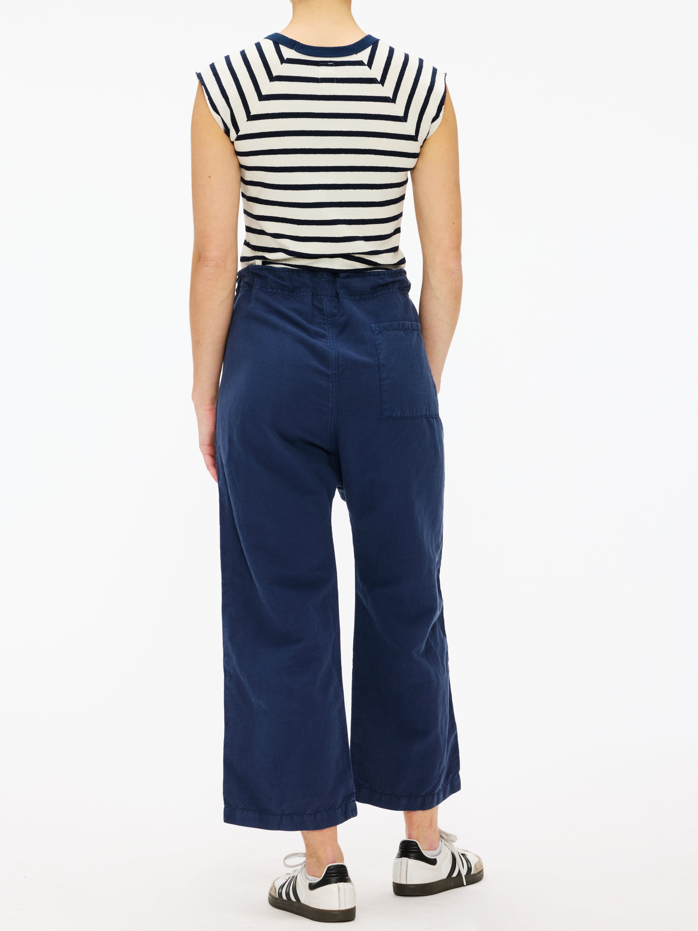 APRIORI Slacks ネイビー ワイドパンツ THREE FIFTY STANDARD タックチノワイドパンツ〈ネイビー〉｜THREE