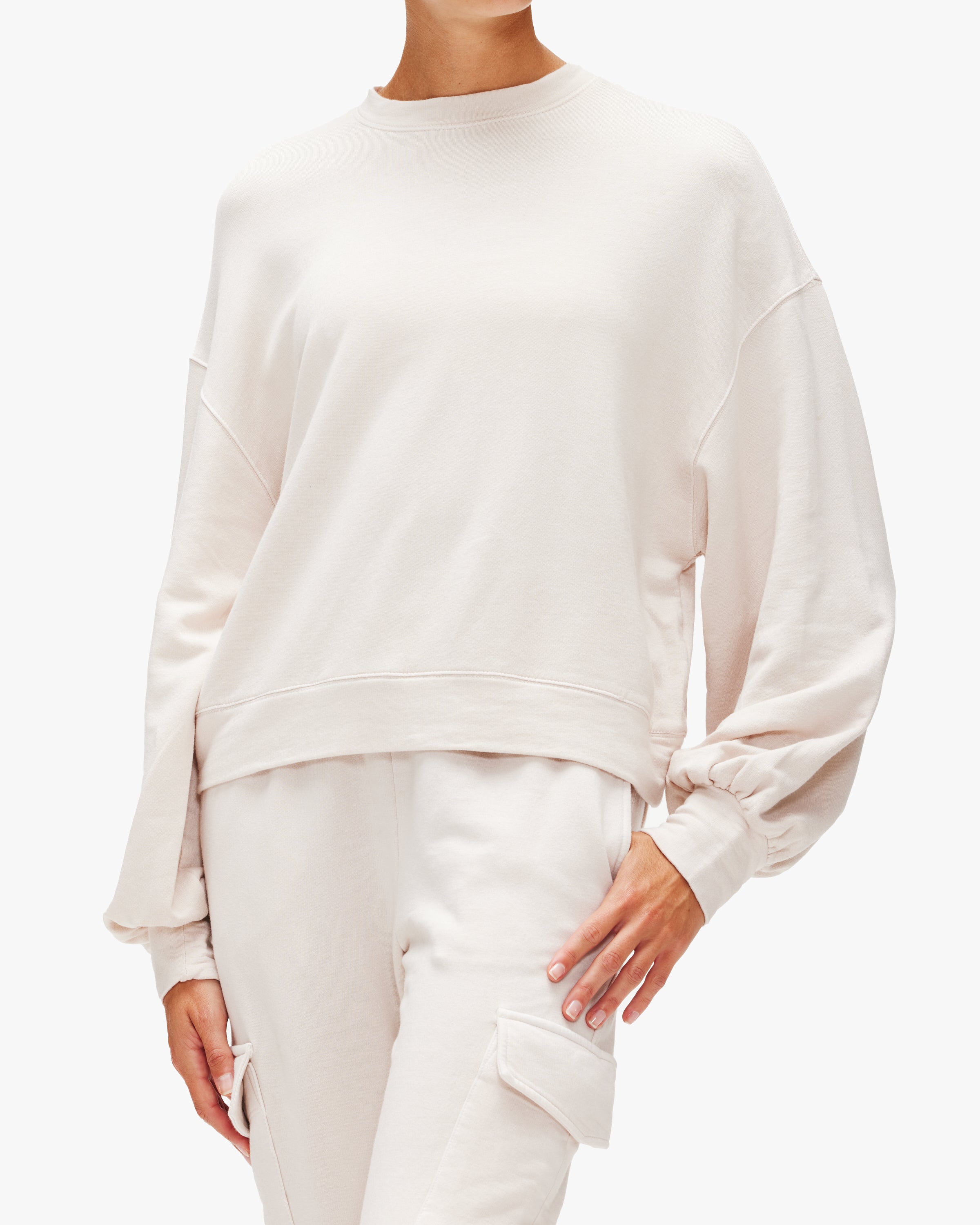 Monrow Blouson Sleeve Crew Neck Sweater