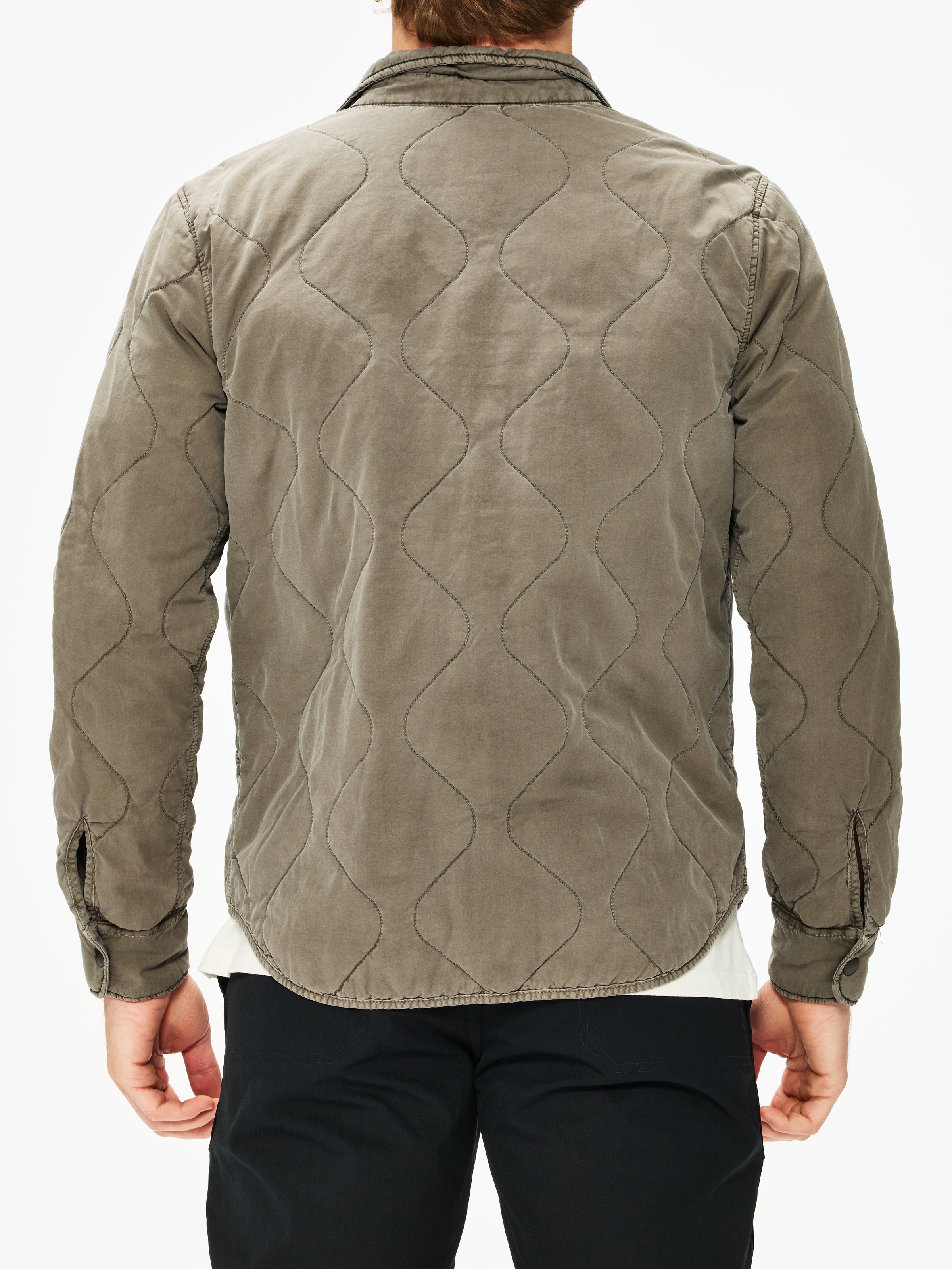Save Khaki Quilted Shirt Jacket