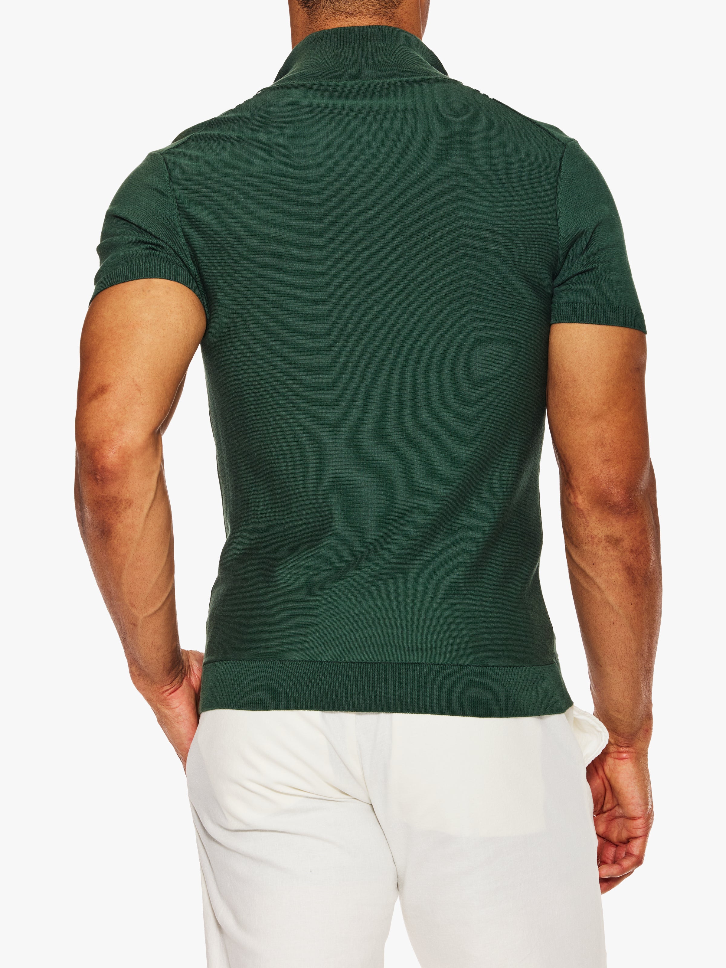 Ron Dorff Cotton-Silk Zip Collar Polo W. Stripes