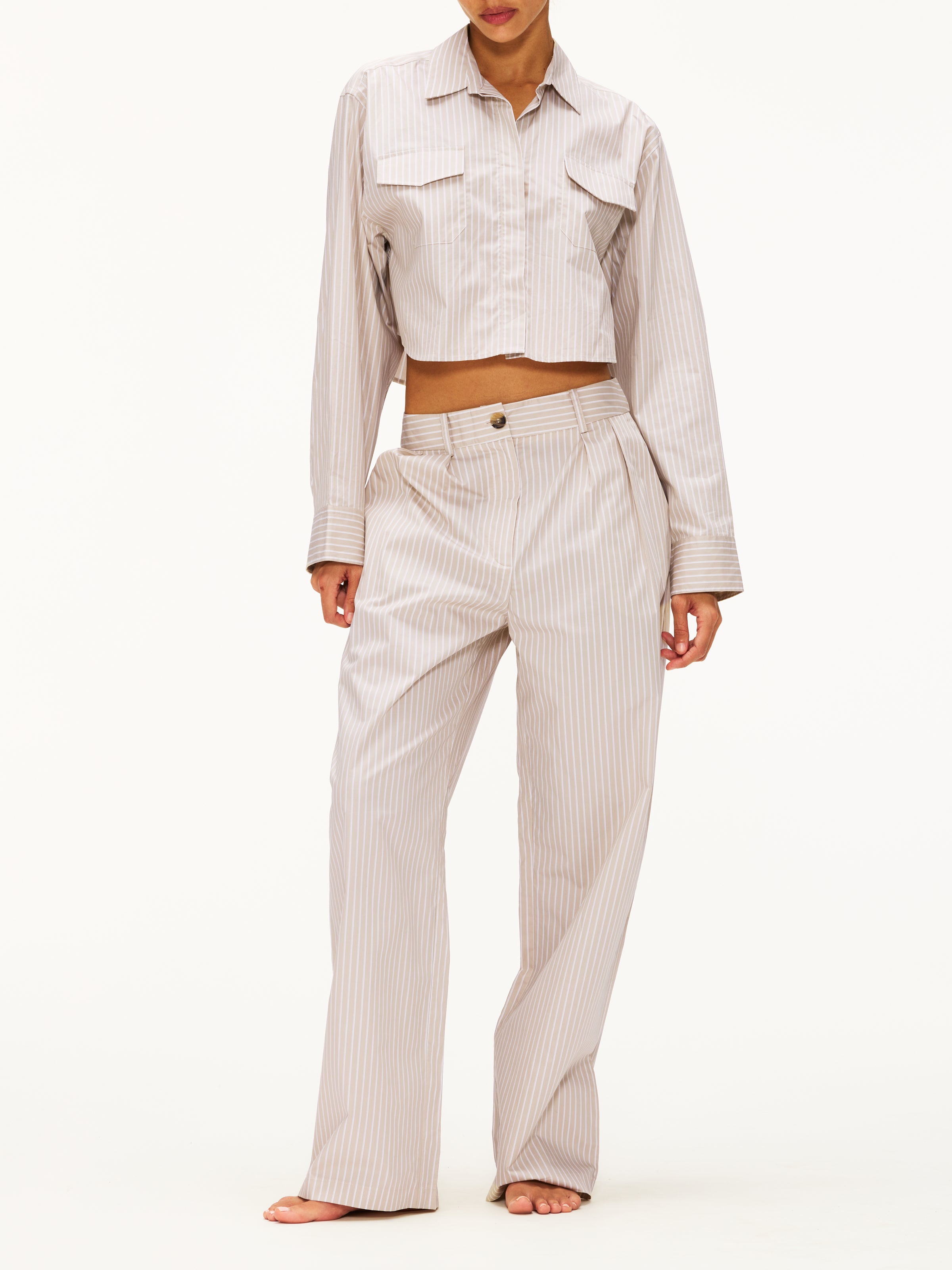 Lune Jada Striped Cropped Blouse