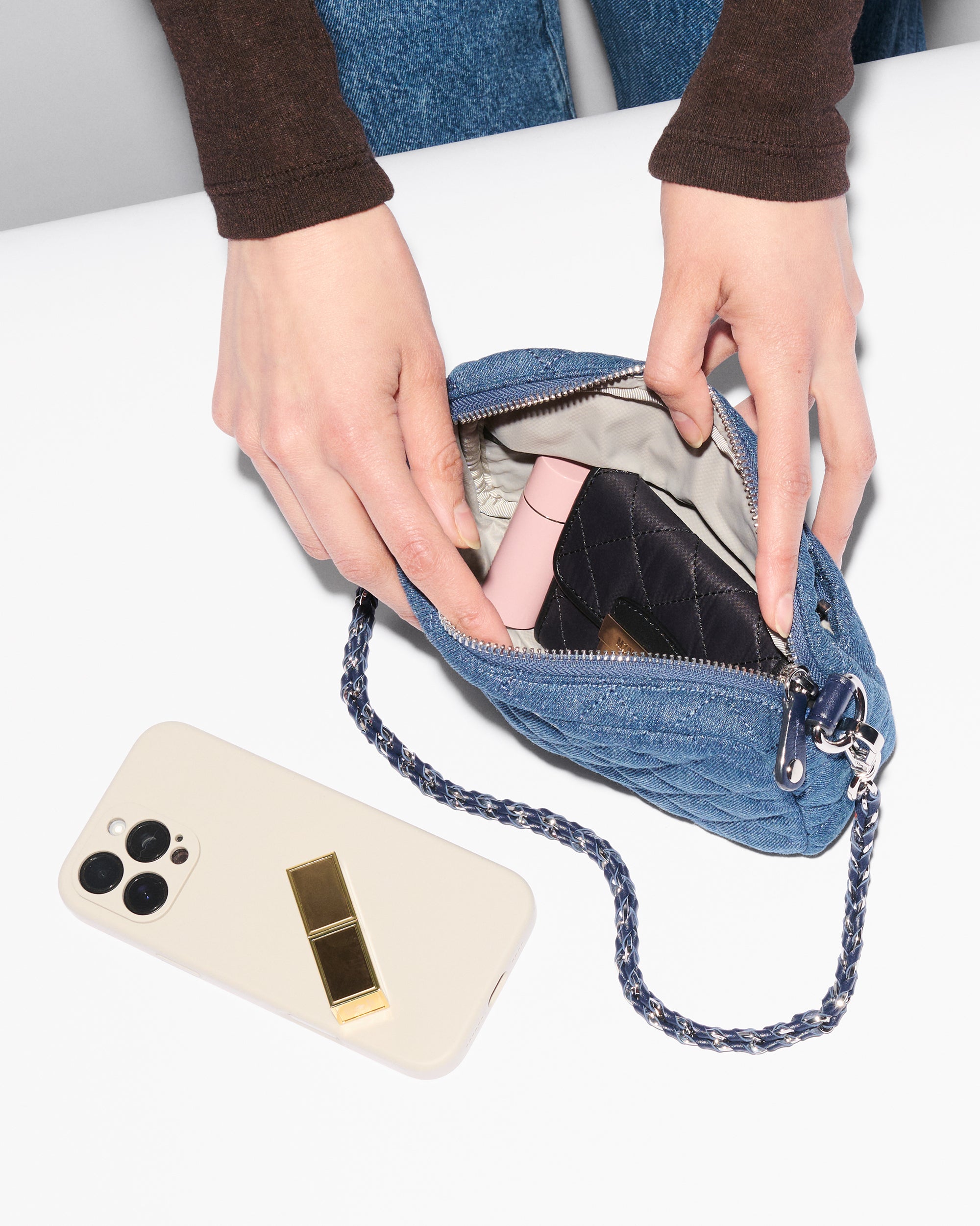 MZ Wallace Mini Crosby Quilted Denim Crossbody Bag – The Shop at