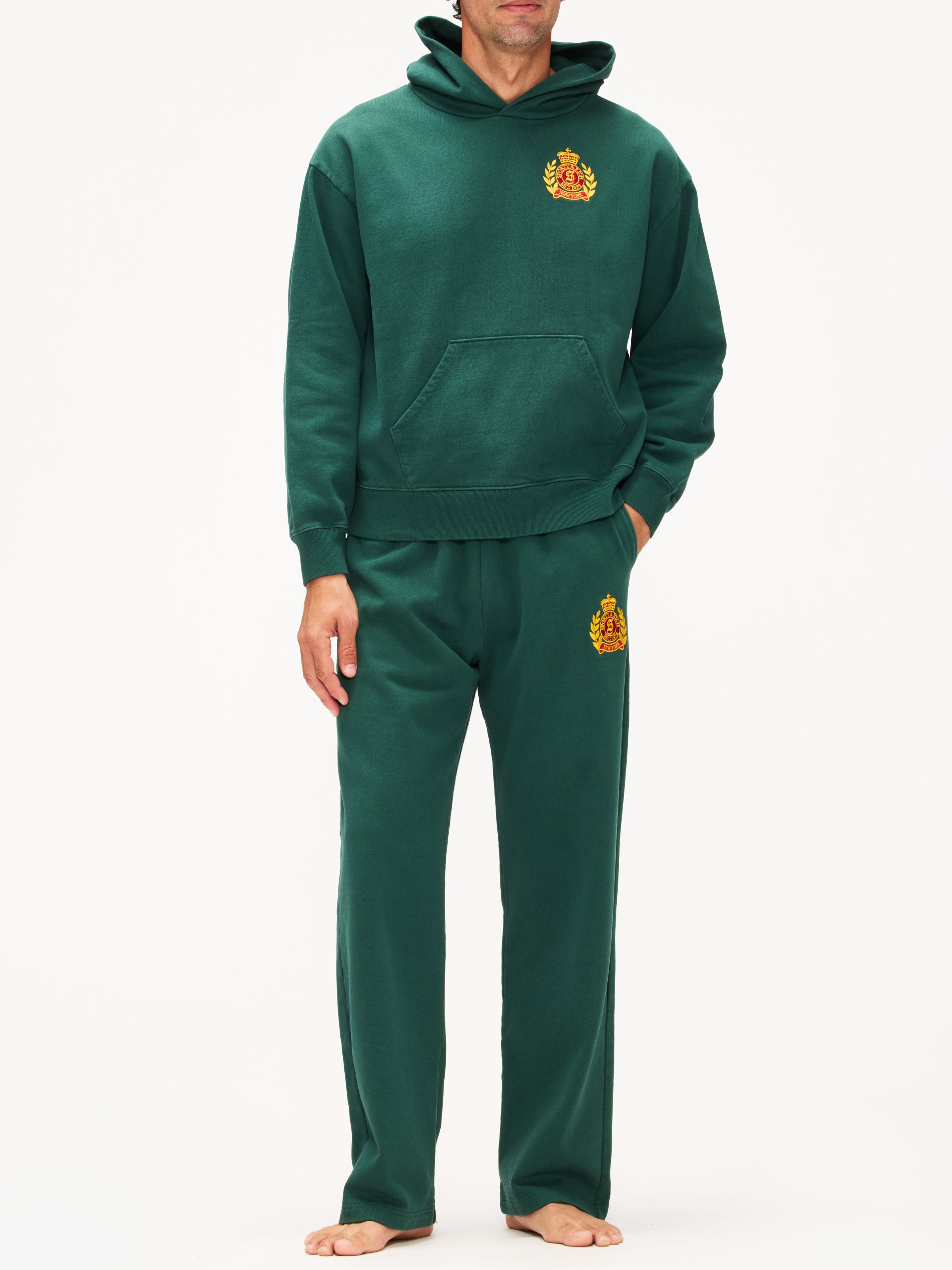 Sporty & Rich Ny Crest Embroidered Wide Sweatpant