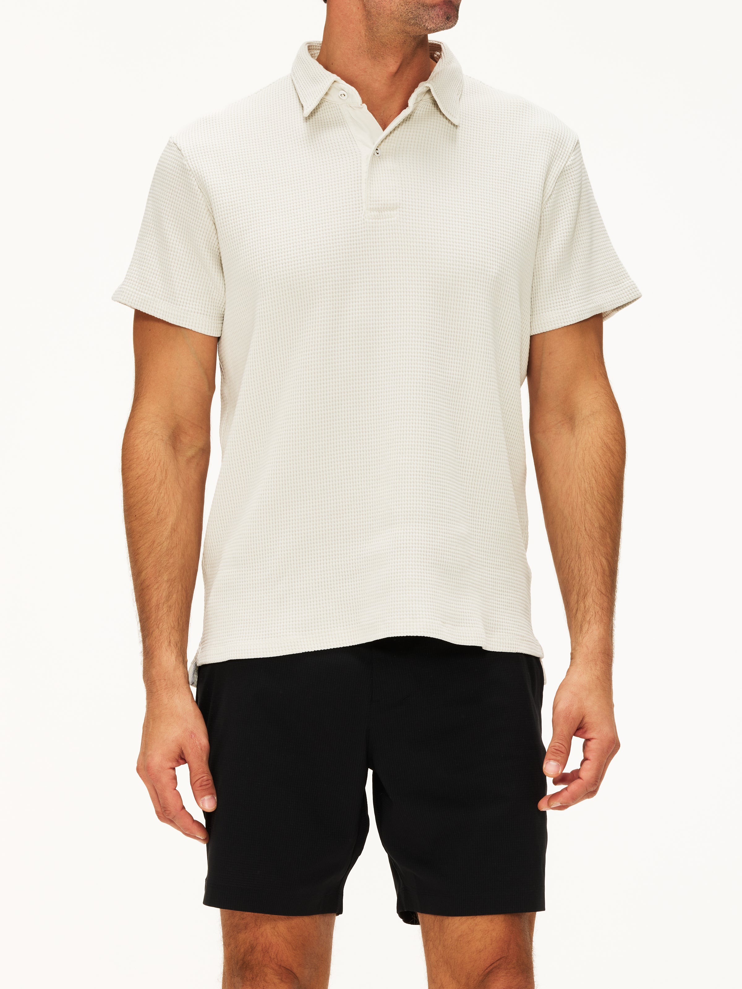 Save Khaki Short Sleeve Waffle Polo