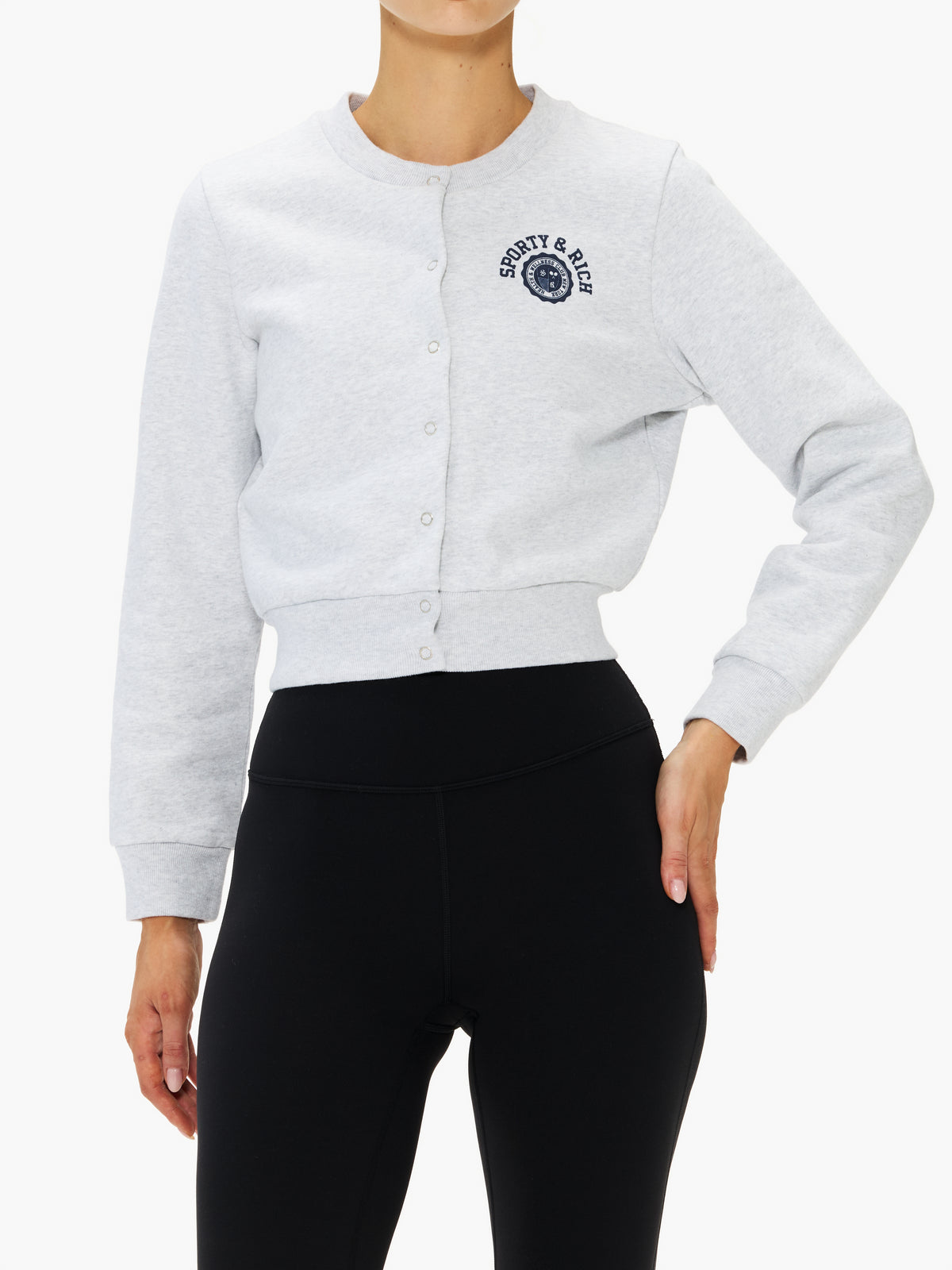 Sporty & Rich SR Emblem Fleece Cardigan
