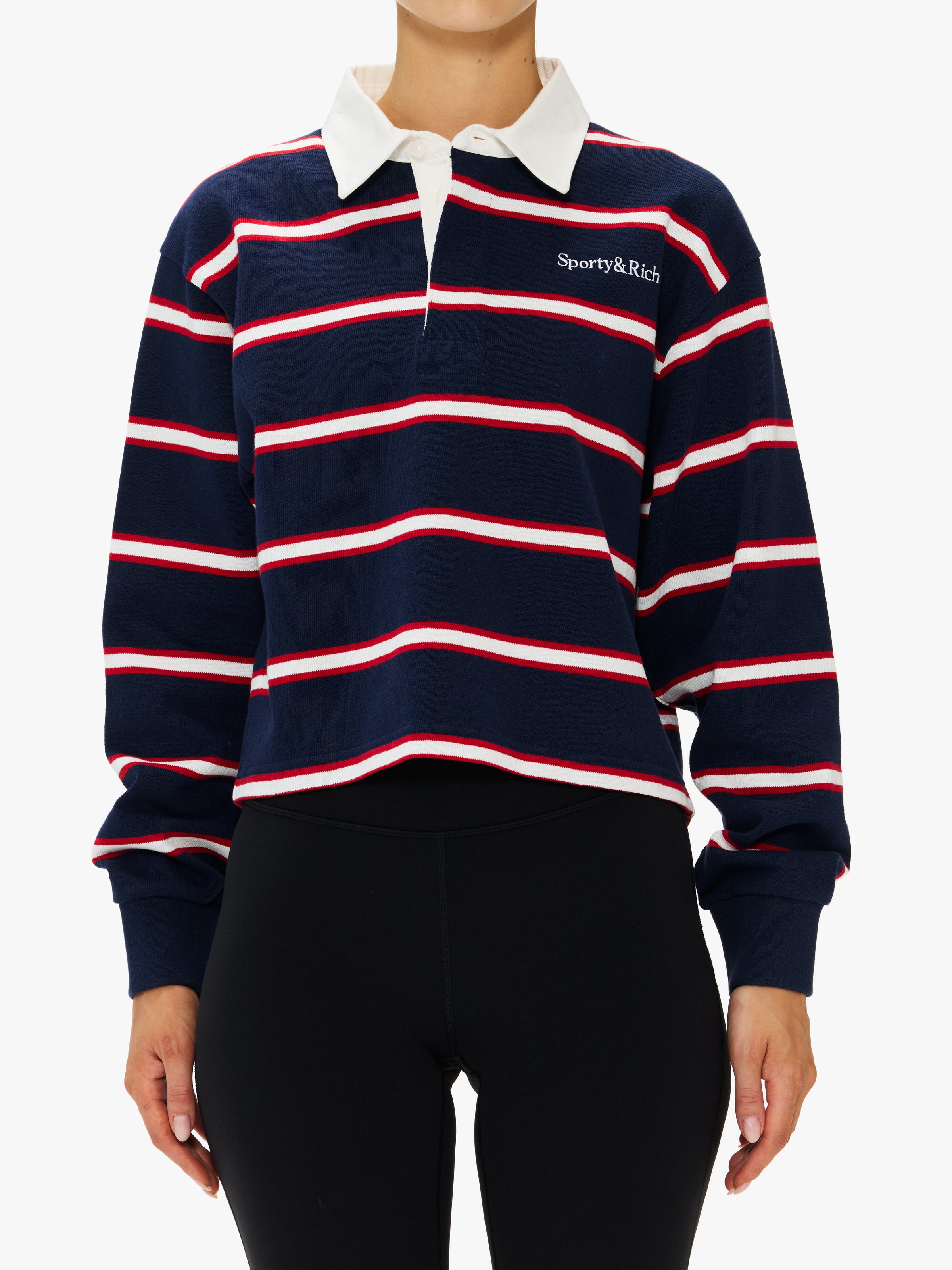 Sporty & Rich Unisex Serif Logo Rugby Polo