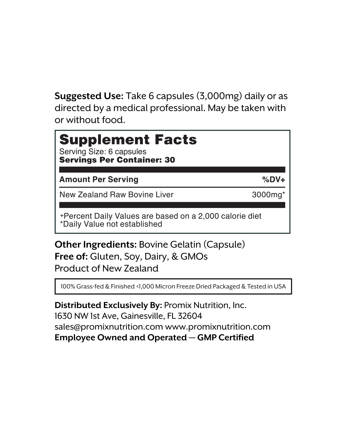 Promix Raw Liver Capsules