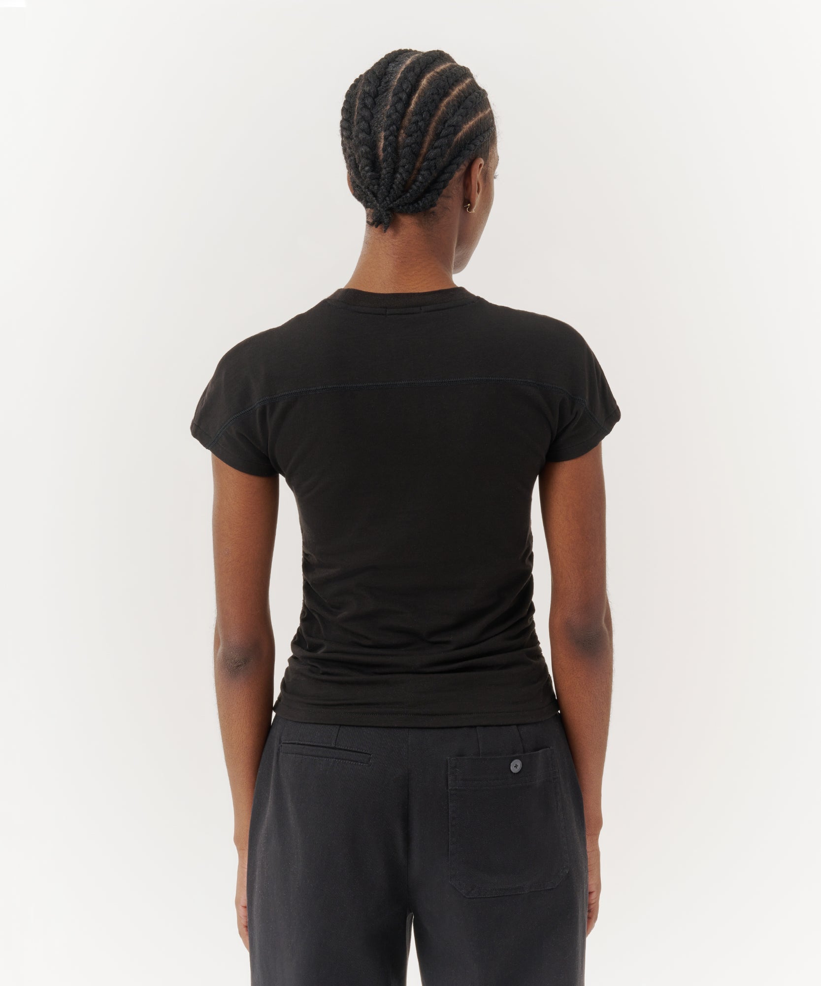 Pima Cotton Crew Neck Ruched Tee