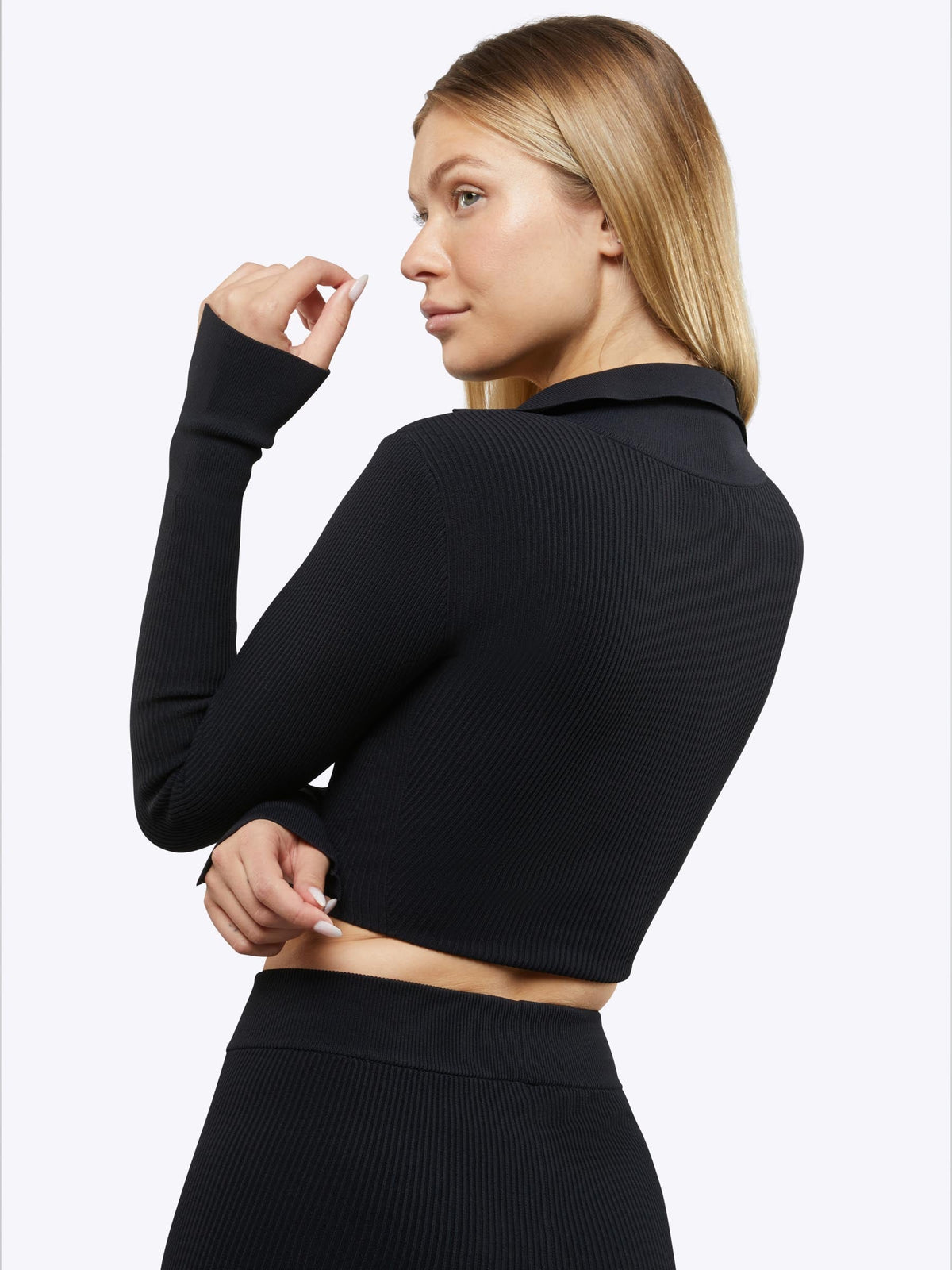 Coreflex™ Long Sleeve Polo | Black Form-Fitting