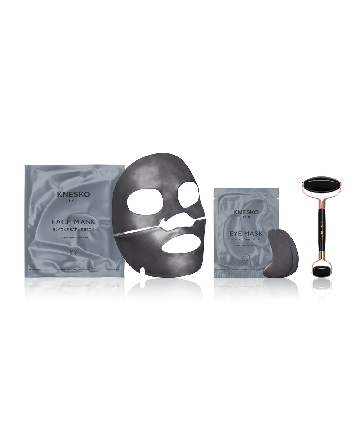 Black Pearl Detox Collagen Mask & Obsidian Gemstone Roller Discovery Kit