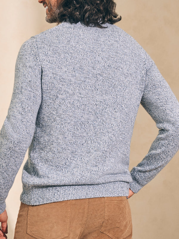 Faherty Brand Marled Cotton Surf Stripe Crewneck