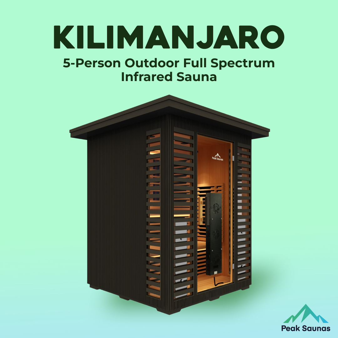 Kilimanjaro 5-Person Outdoor Full Spectrum Infrared Sauna with Full-Body Medical-Grade Red Light Therapy and Smart WiFi App Control