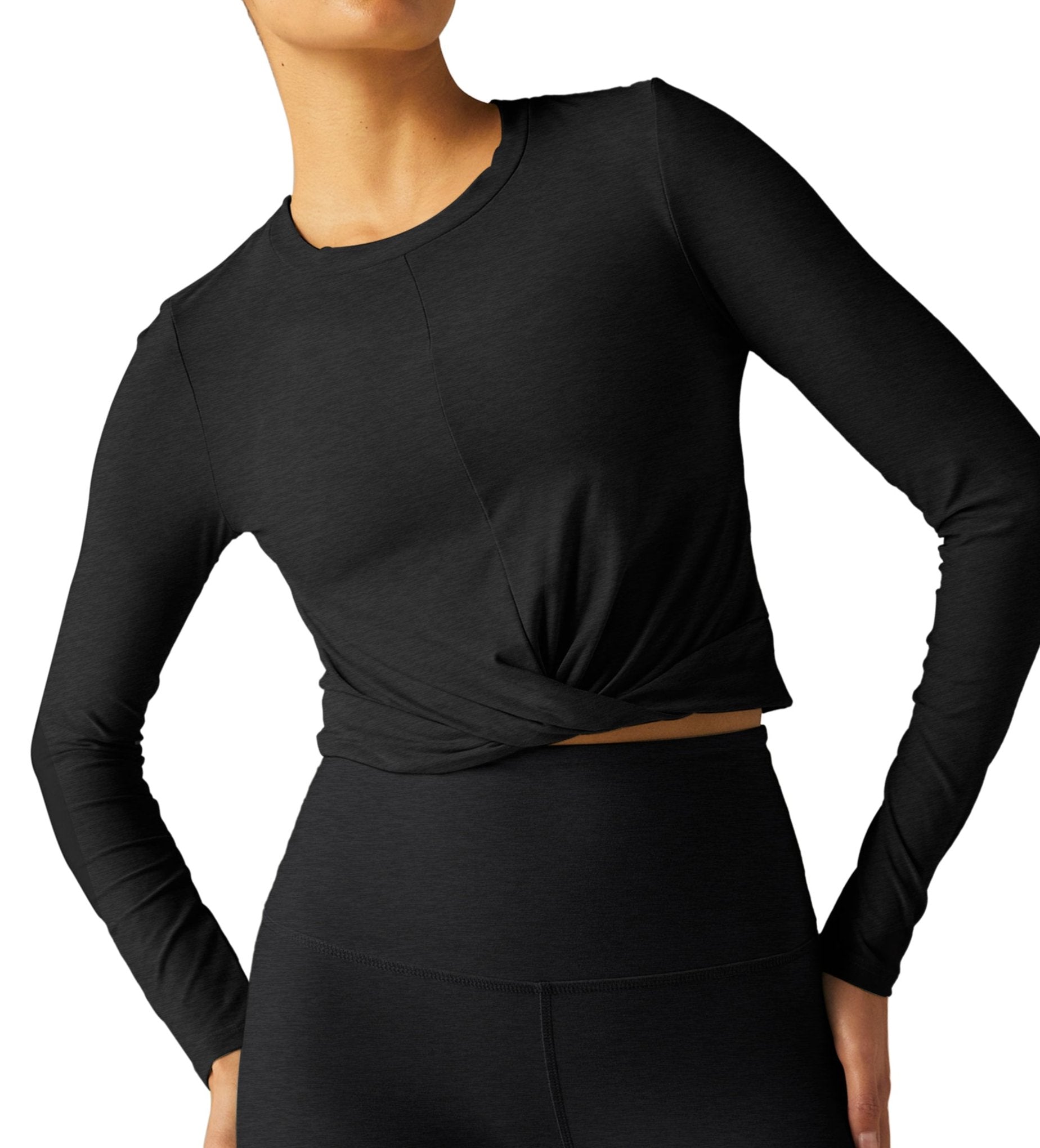 Beyond Yoga Featherweight Center Stage Cropped Long Sleeve Pullover