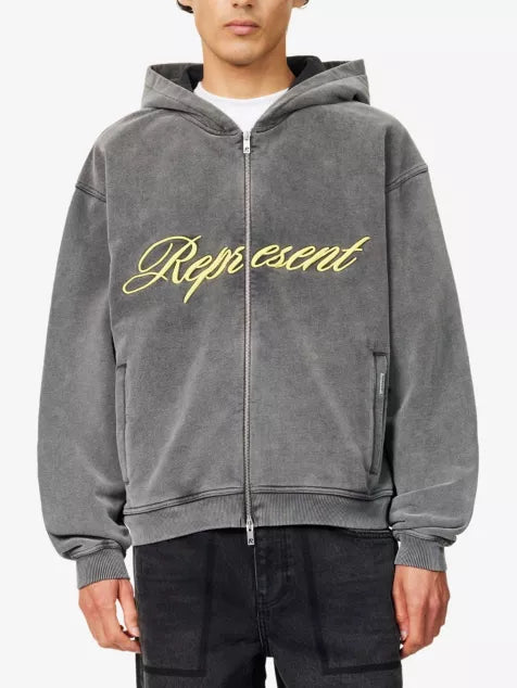 Represent Script Logo Zip Hoodie