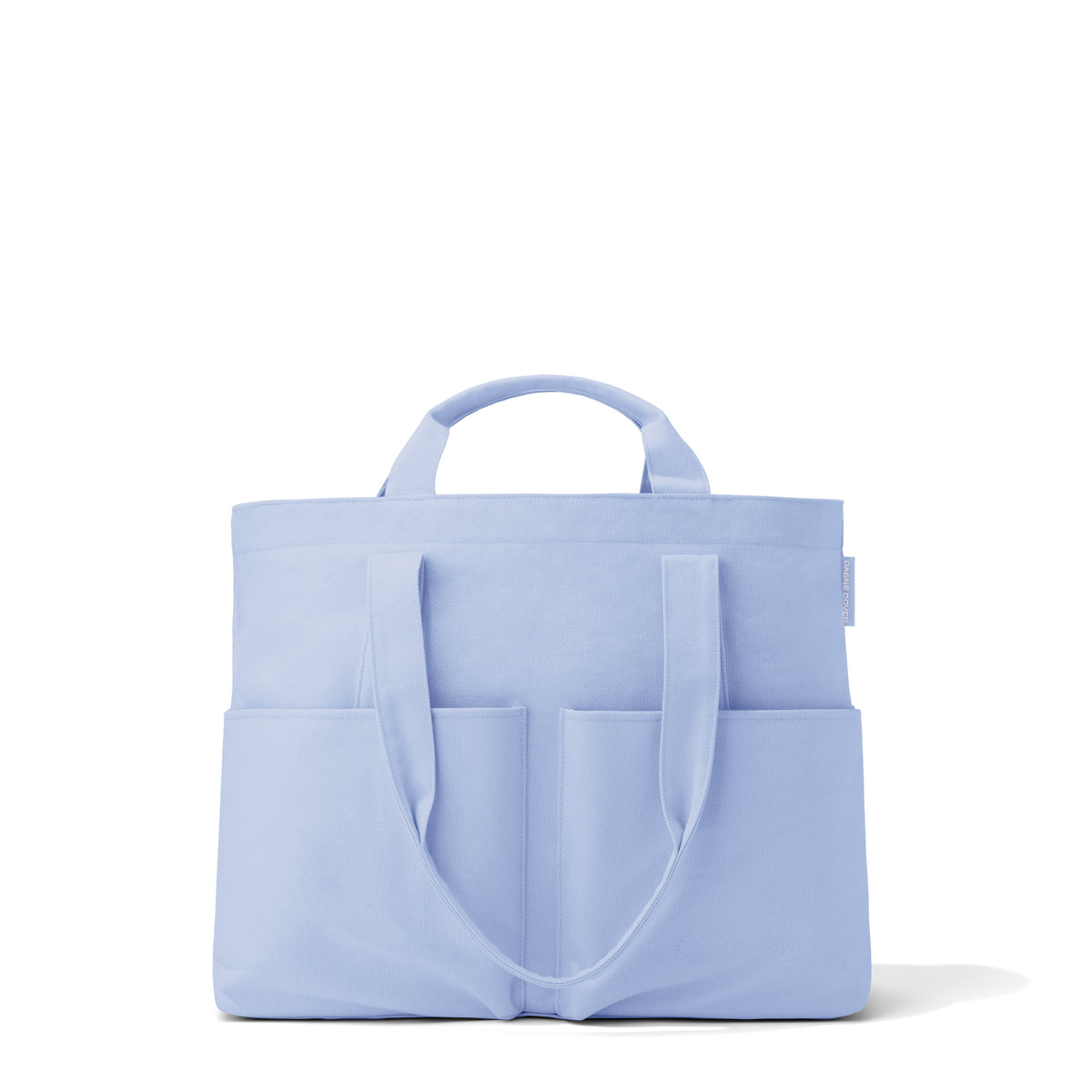 Blue Tote Bag with Zipper Pocket, Vegan, Recycled Cotton