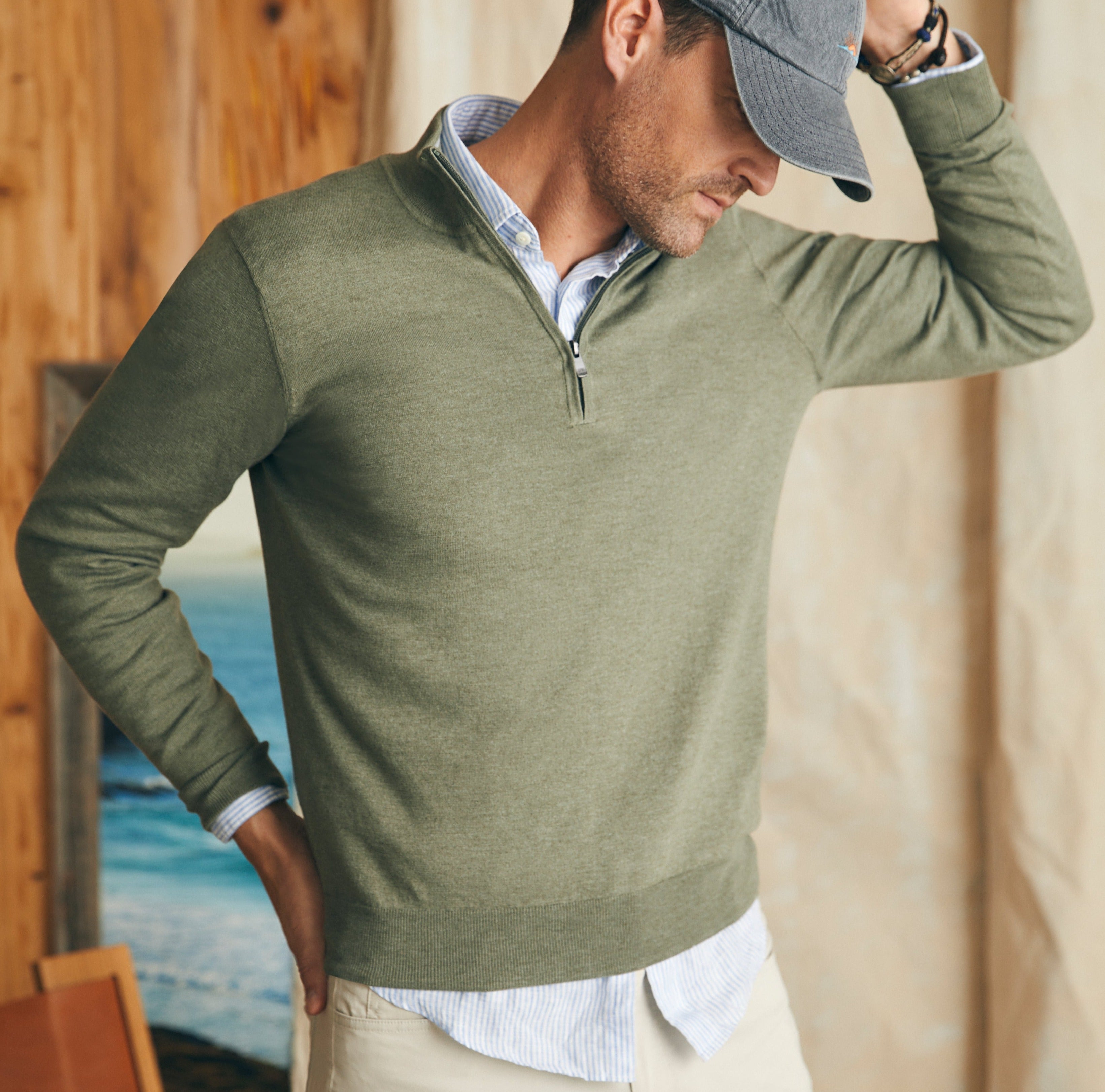 Faherty Movement™ Quarter Zip Sweater