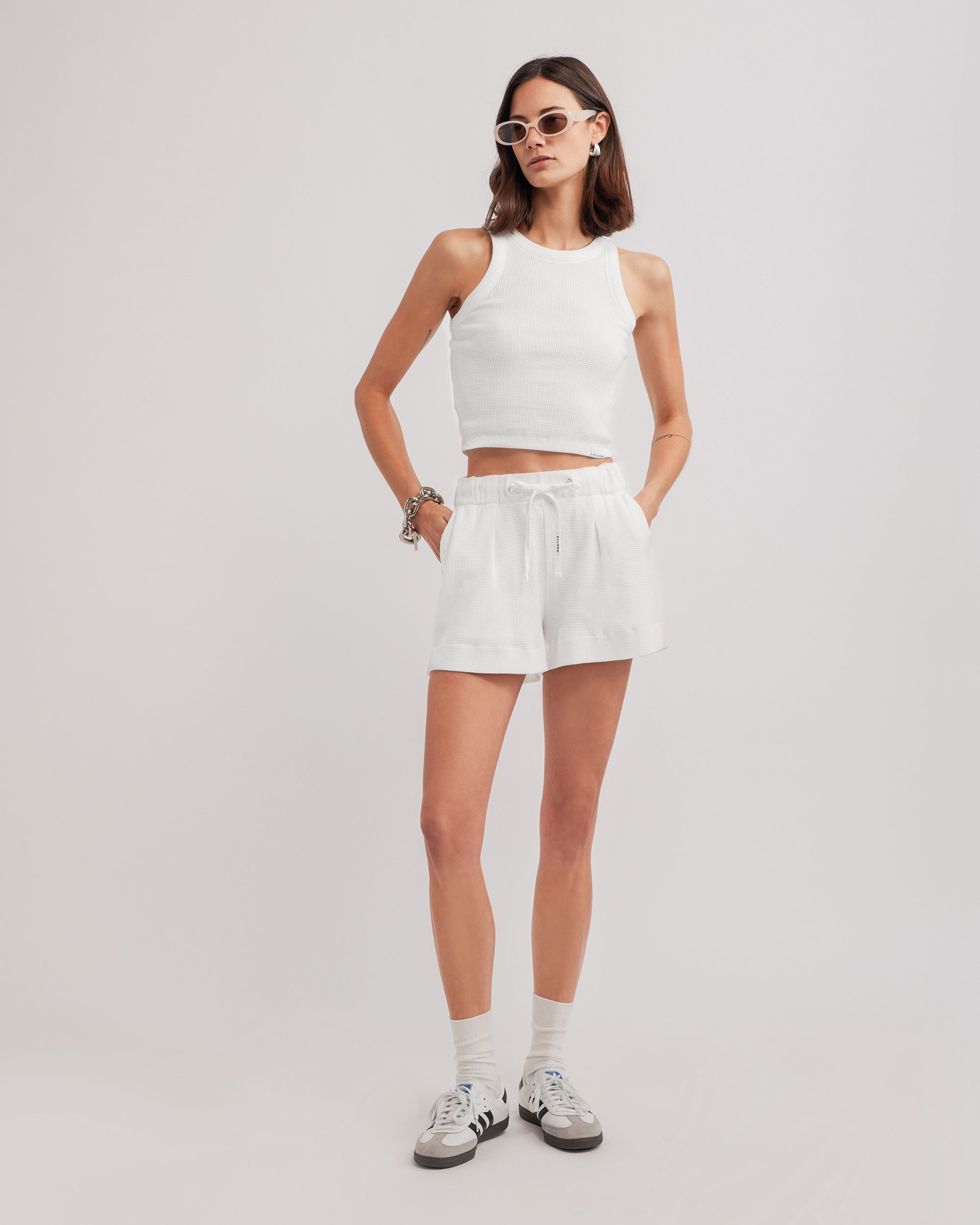 EMMA WAFFLE SHORTS CLOUD WHITE