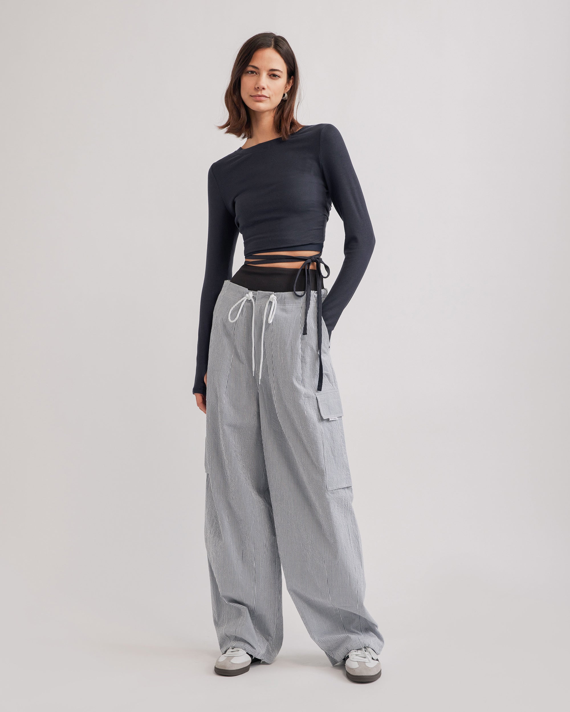 ALINA SEERSUCKER PANTS NAVY & WHITE STRIPE