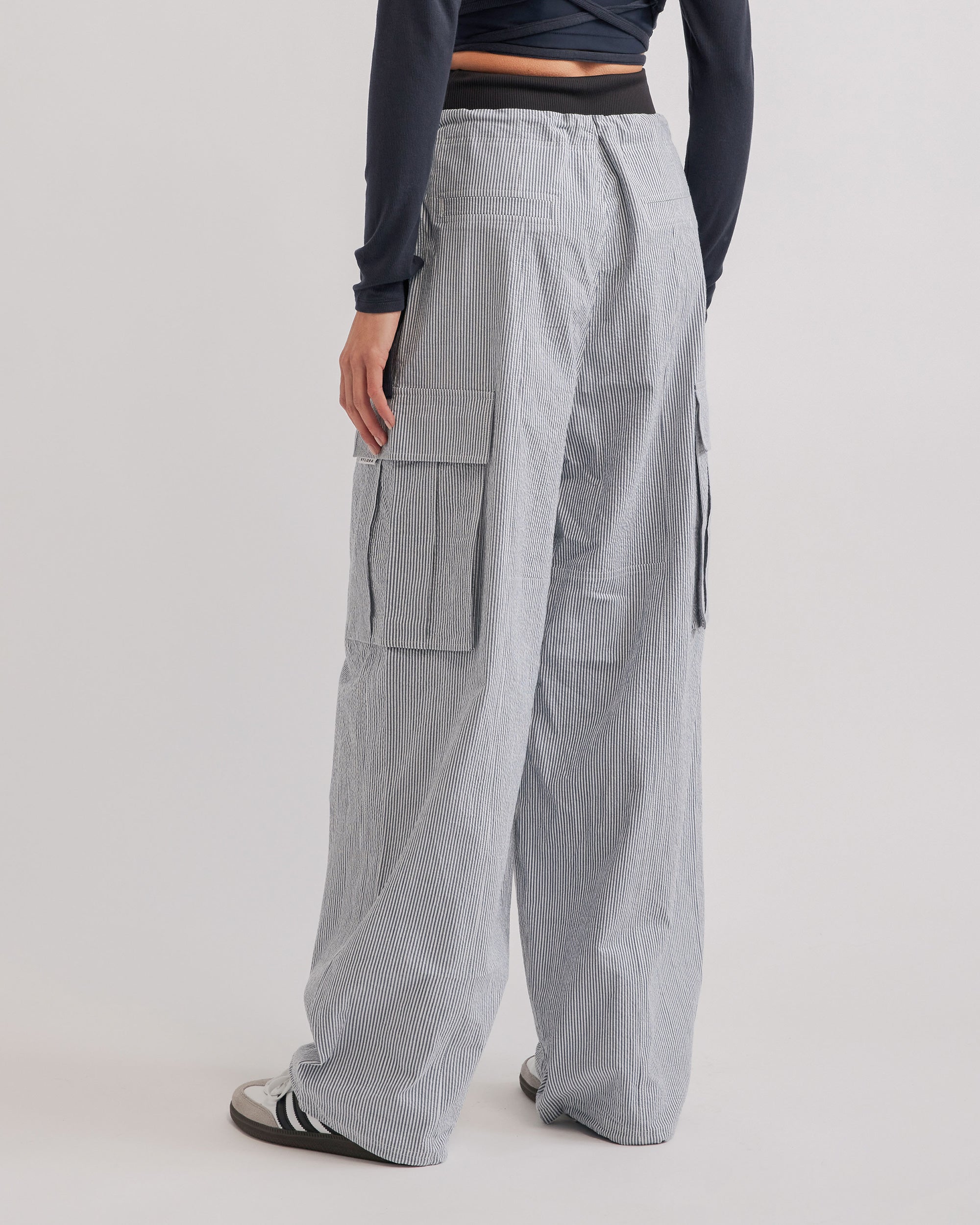 ALINA SEERSUCKER PANTS NAVY & WHITE STRIPE