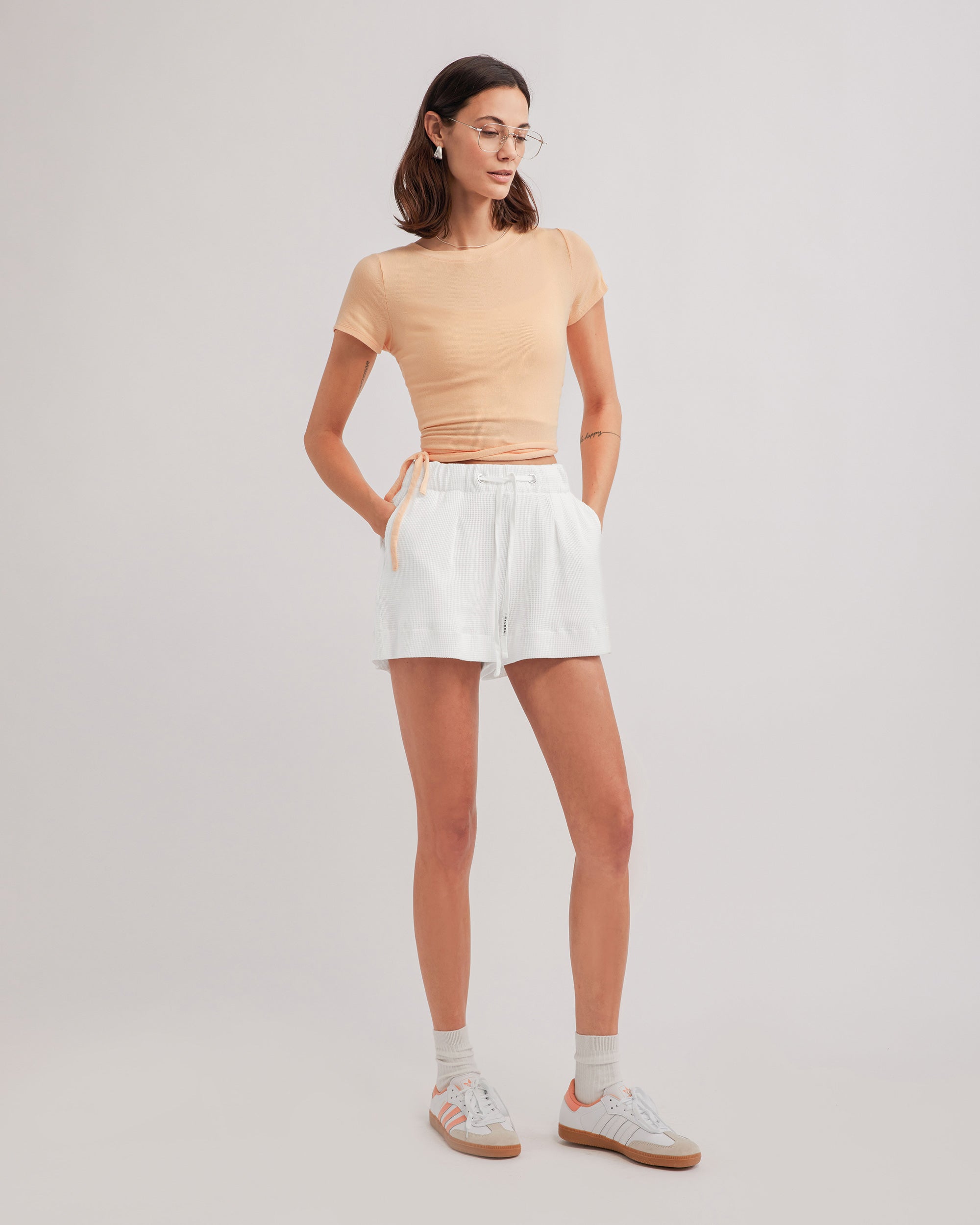 EMMA WAFFLE SHORTS CLOUD WHITE