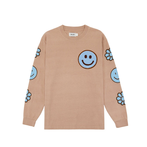 Valas Los Angeles Smiley Patch Long Sleeve Tee