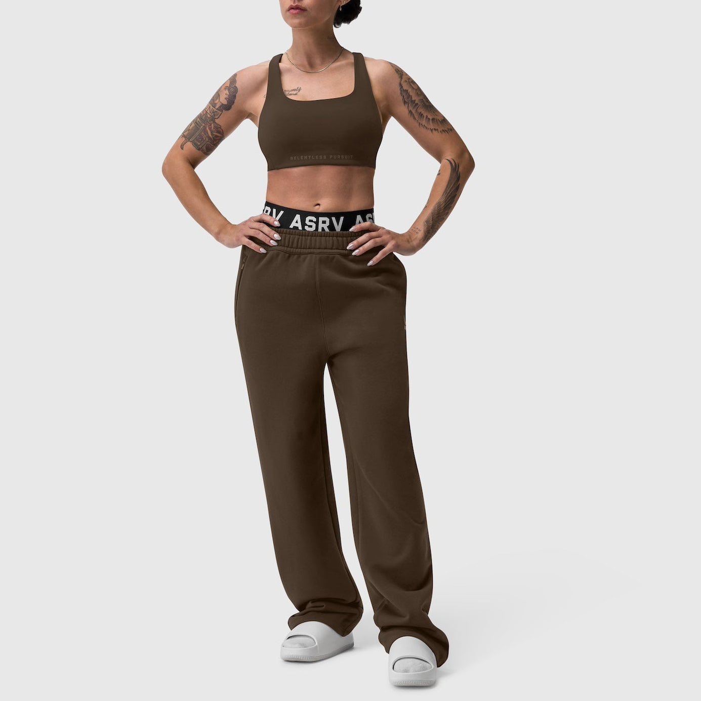 ASRV LYCRA® Hybrid Sports Bra - Dark Earth