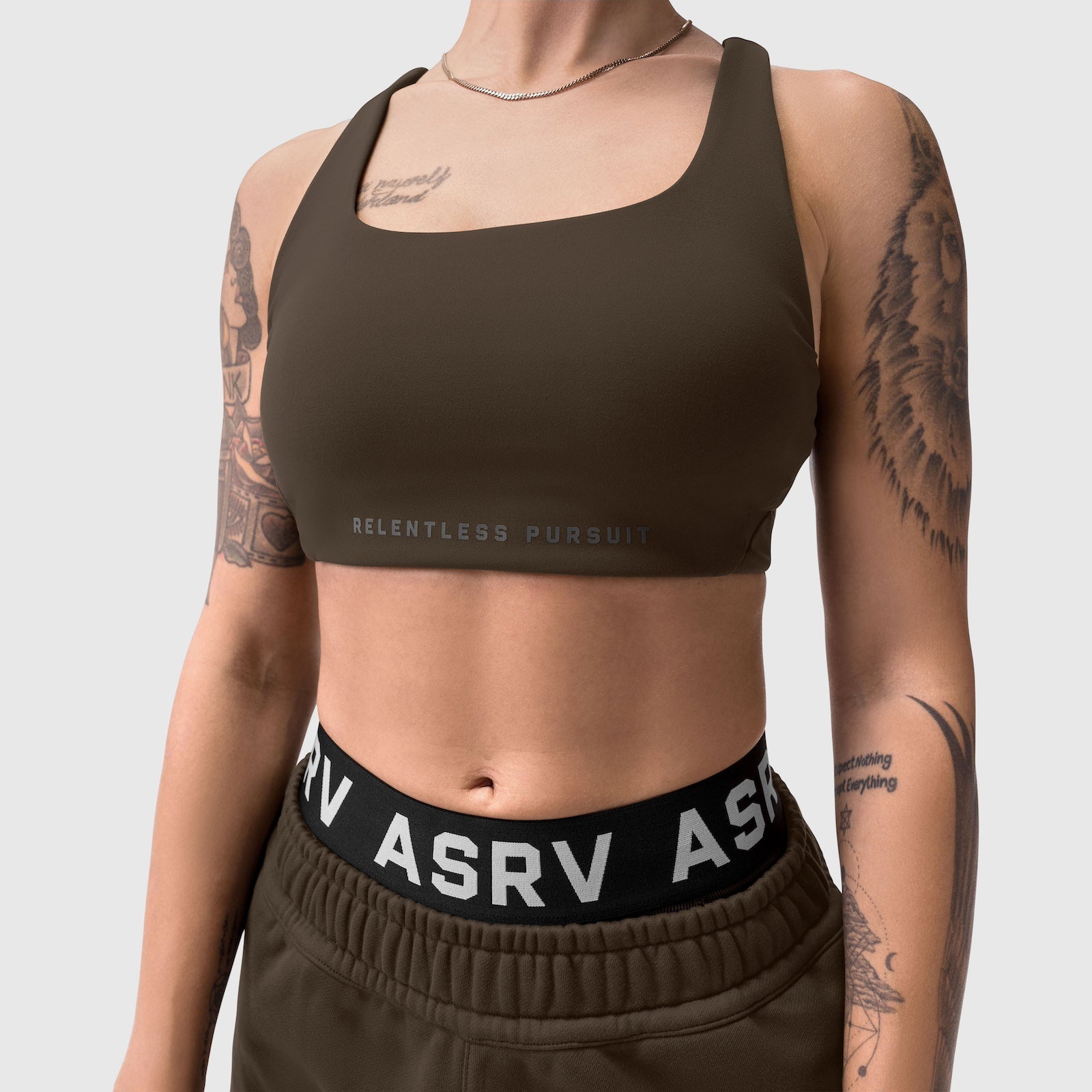 ASRV LYCRA® Hybrid Sports Bra - Dark Earth